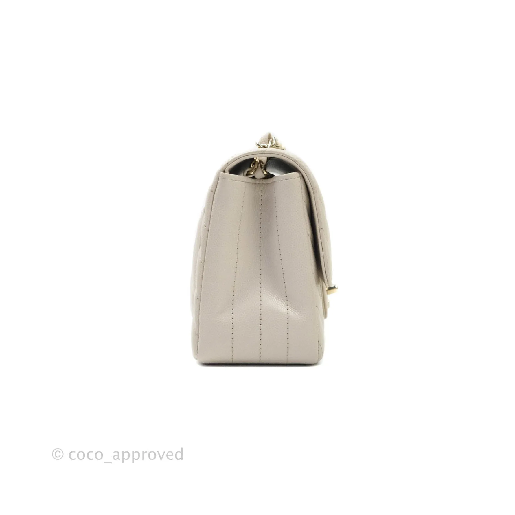 Chanel Mini Square Chevron Ivory Stone Caviar Gold Hardware 18B