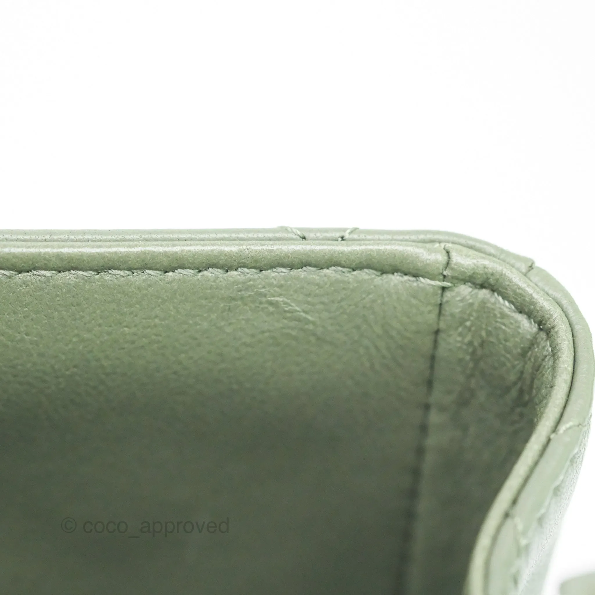 Chanel Mini Square Flap Quilted Olive Green Lambskin Gold Hardware