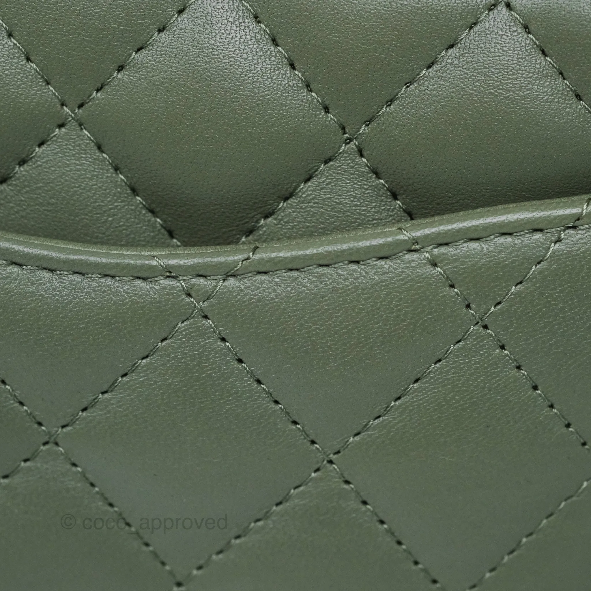 Chanel Mini Square Flap Quilted Olive Green Lambskin Gold Hardware