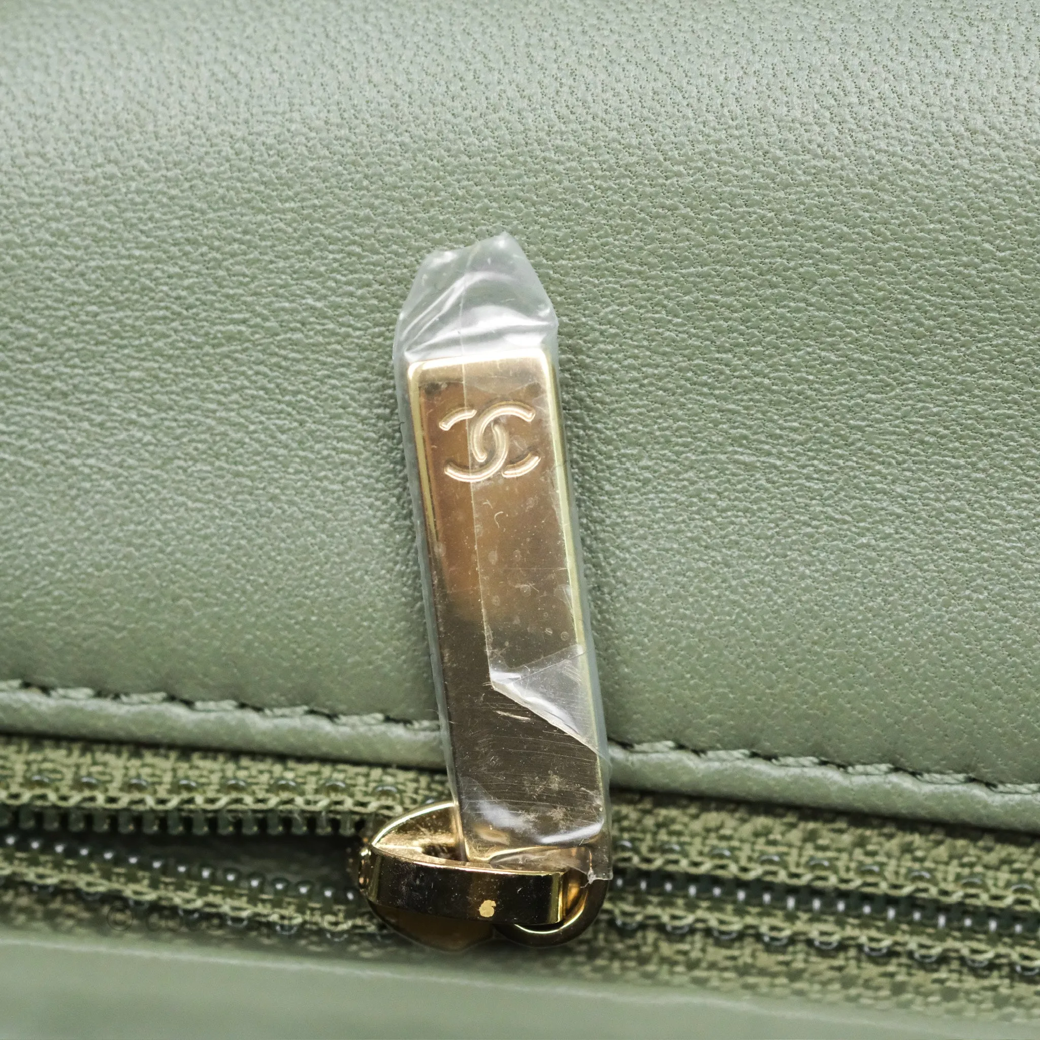 Chanel Mini Square Flap Quilted Olive Green Lambskin Gold Hardware