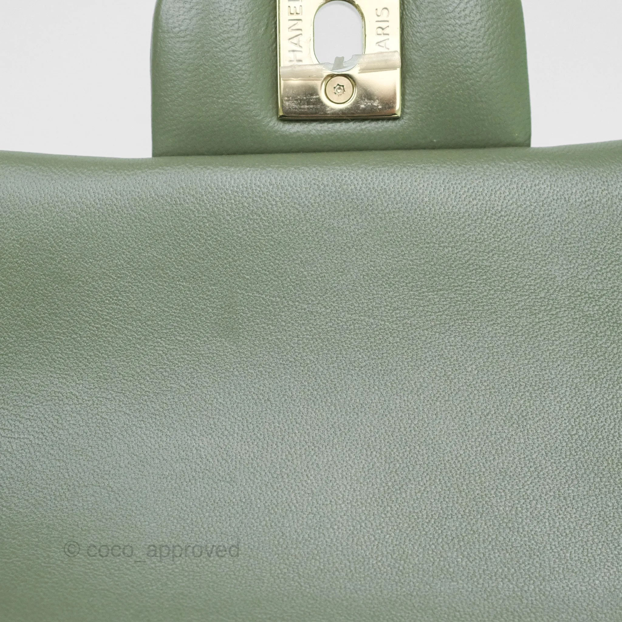 Chanel Mini Square Flap Quilted Olive Green Lambskin Gold Hardware