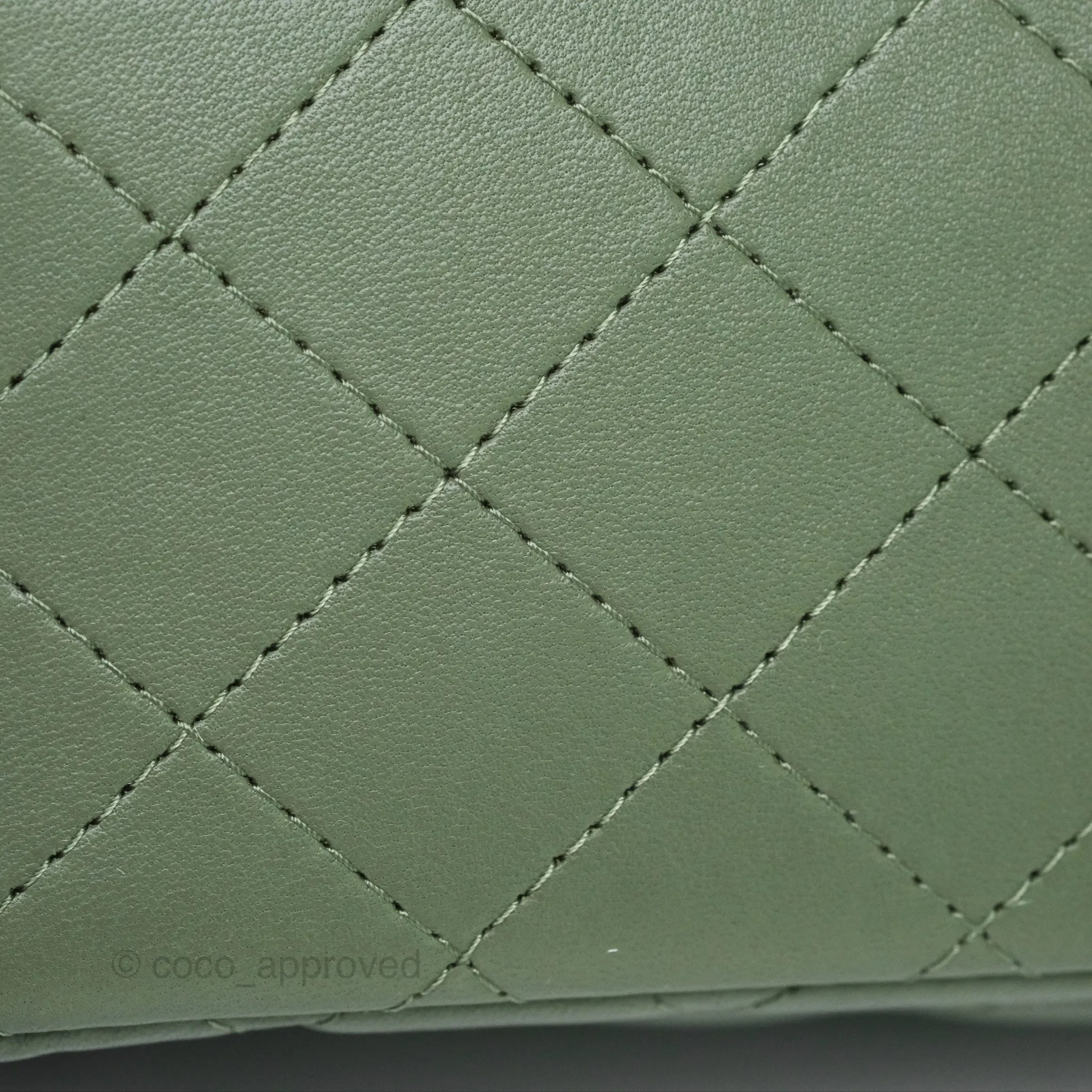 Chanel Mini Square Flap Quilted Olive Green Lambskin Gold Hardware