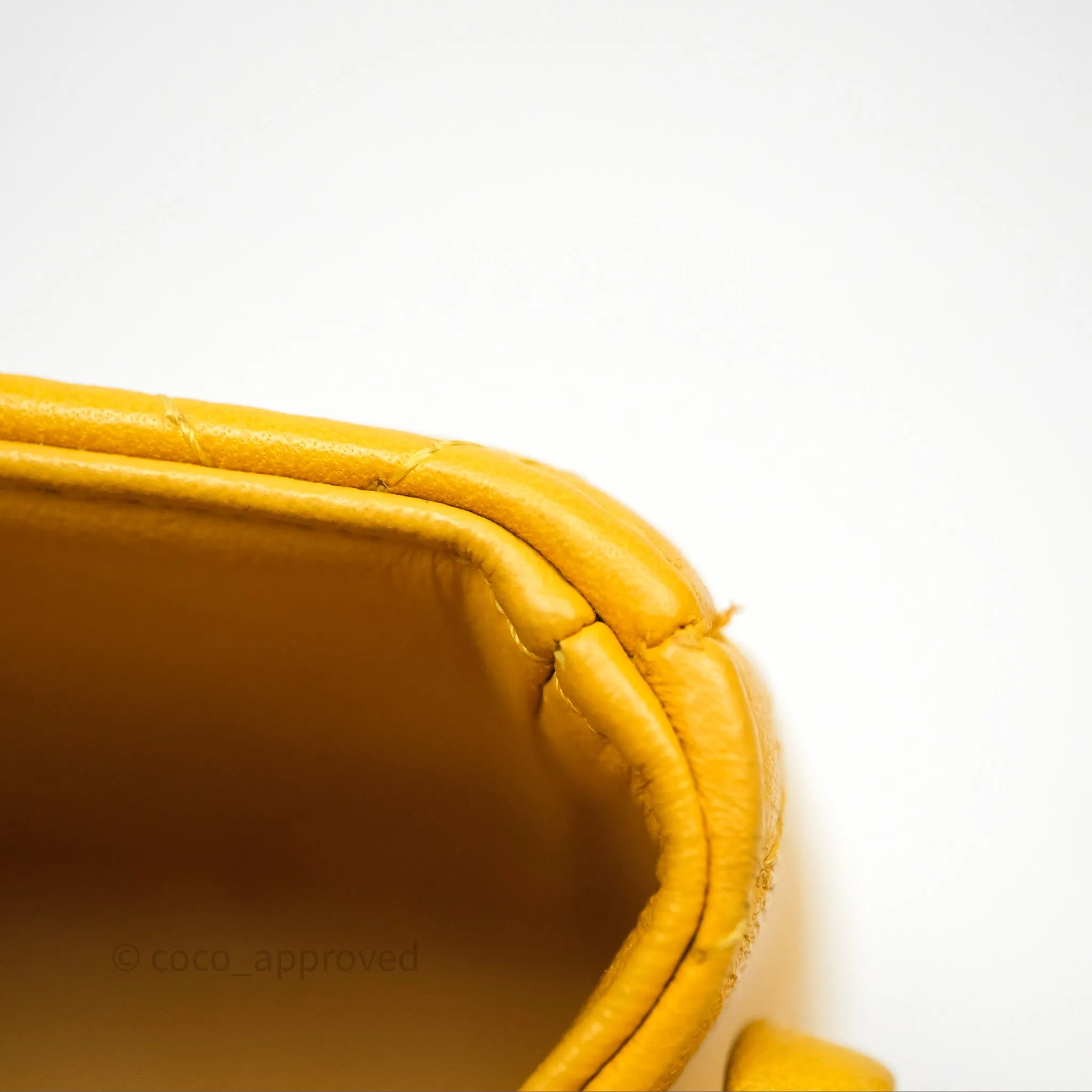 Chanel Mini Square Flap Quilted Yellow Lambskin Gold Hardware