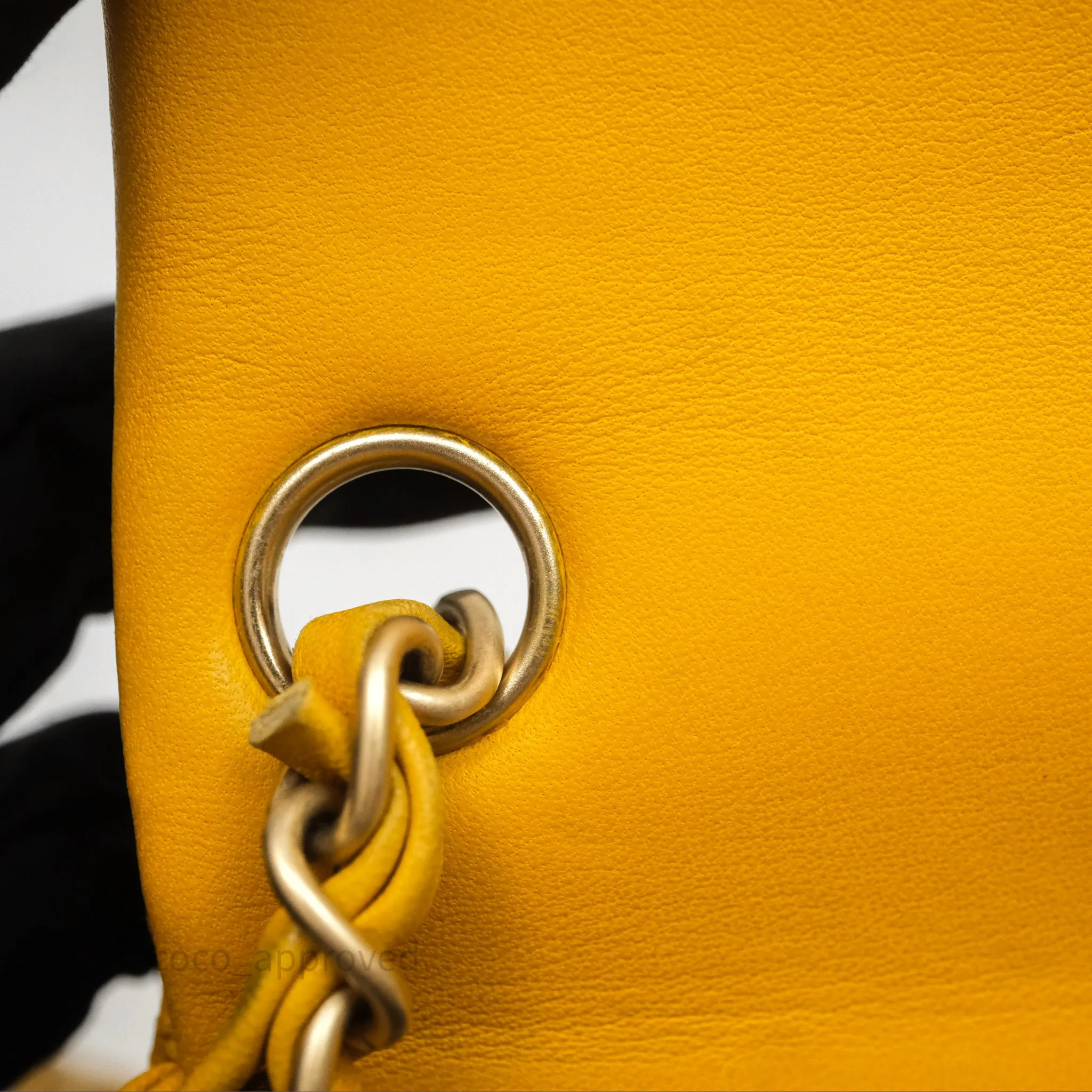 Chanel Mini Square Flap Quilted Yellow Lambskin Gold Hardware