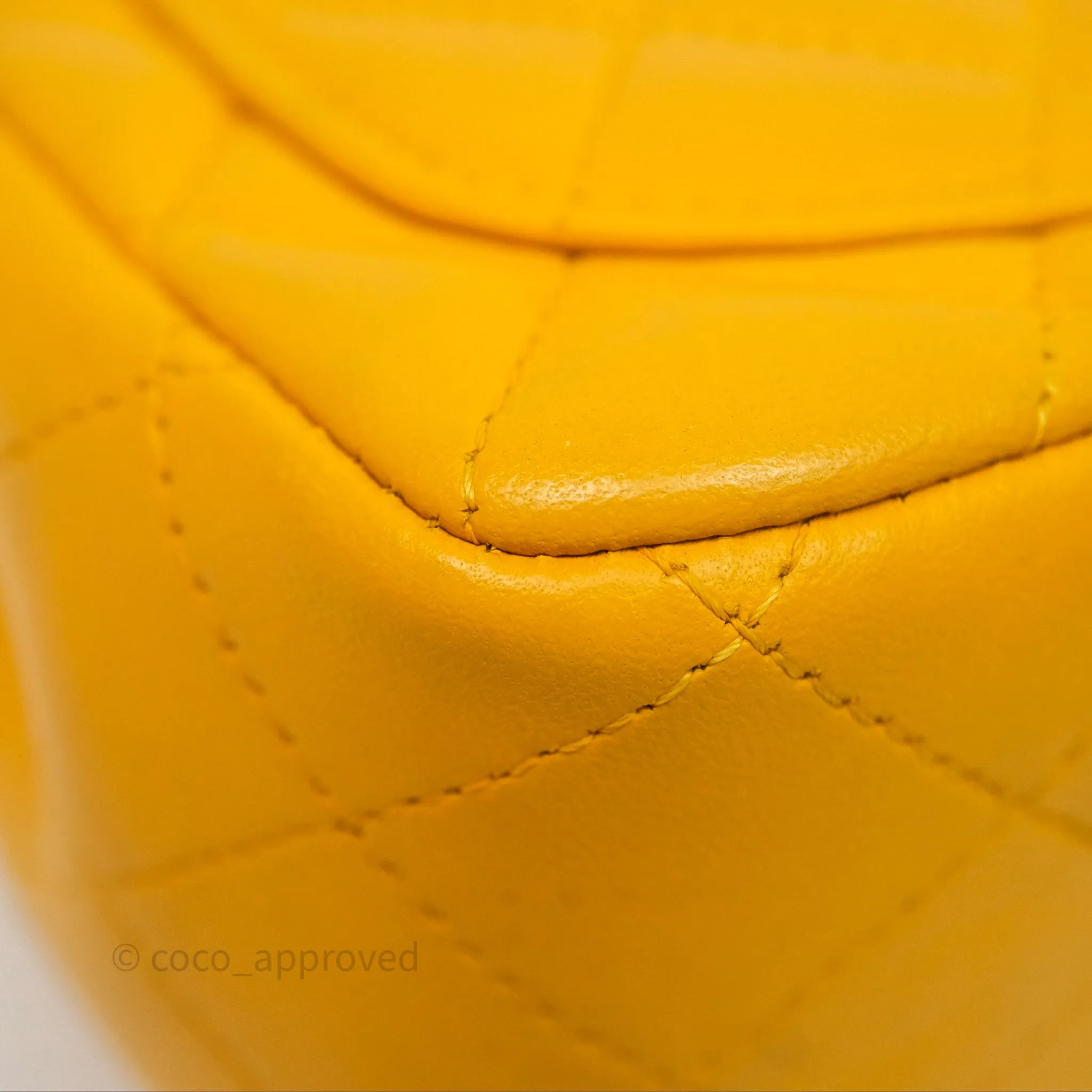 Chanel Mini Square Flap Quilted Yellow Lambskin Gold Hardware