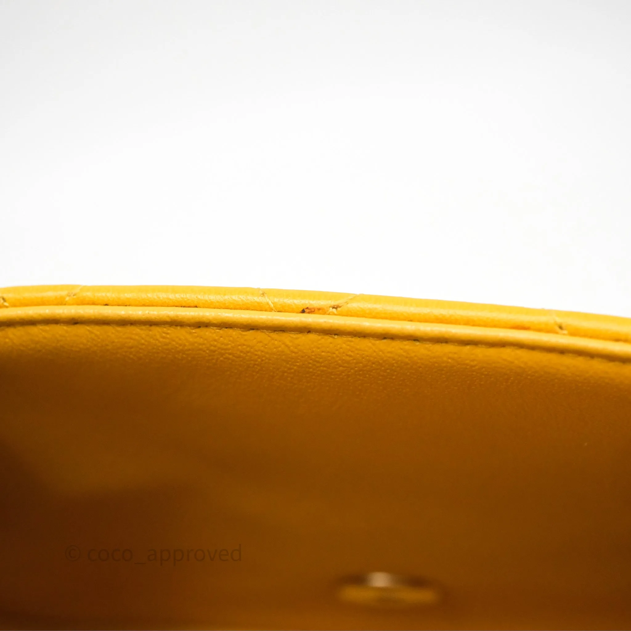 Chanel Mini Square Flap Quilted Yellow Lambskin Gold Hardware