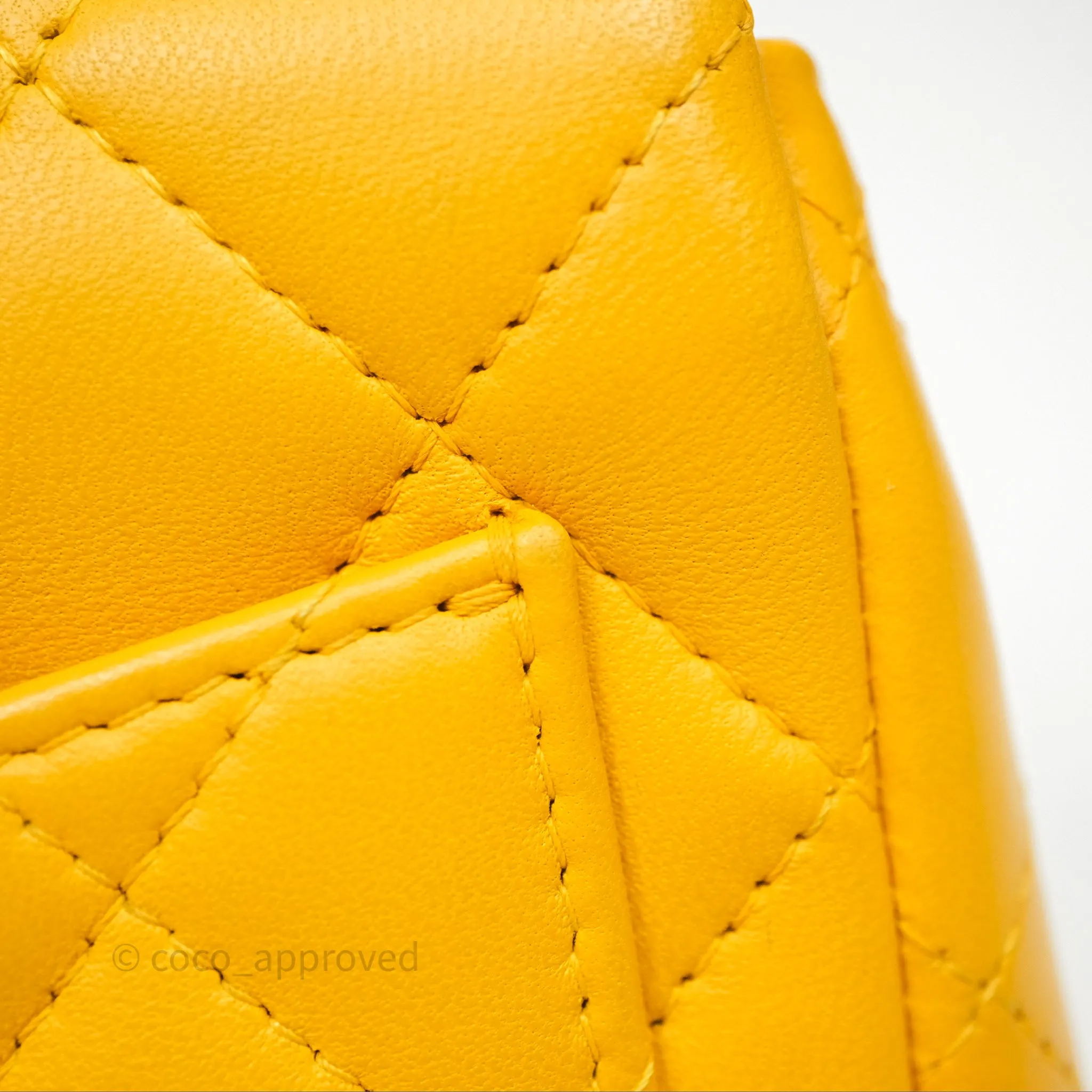 Chanel Mini Square Flap Quilted Yellow Lambskin Gold Hardware