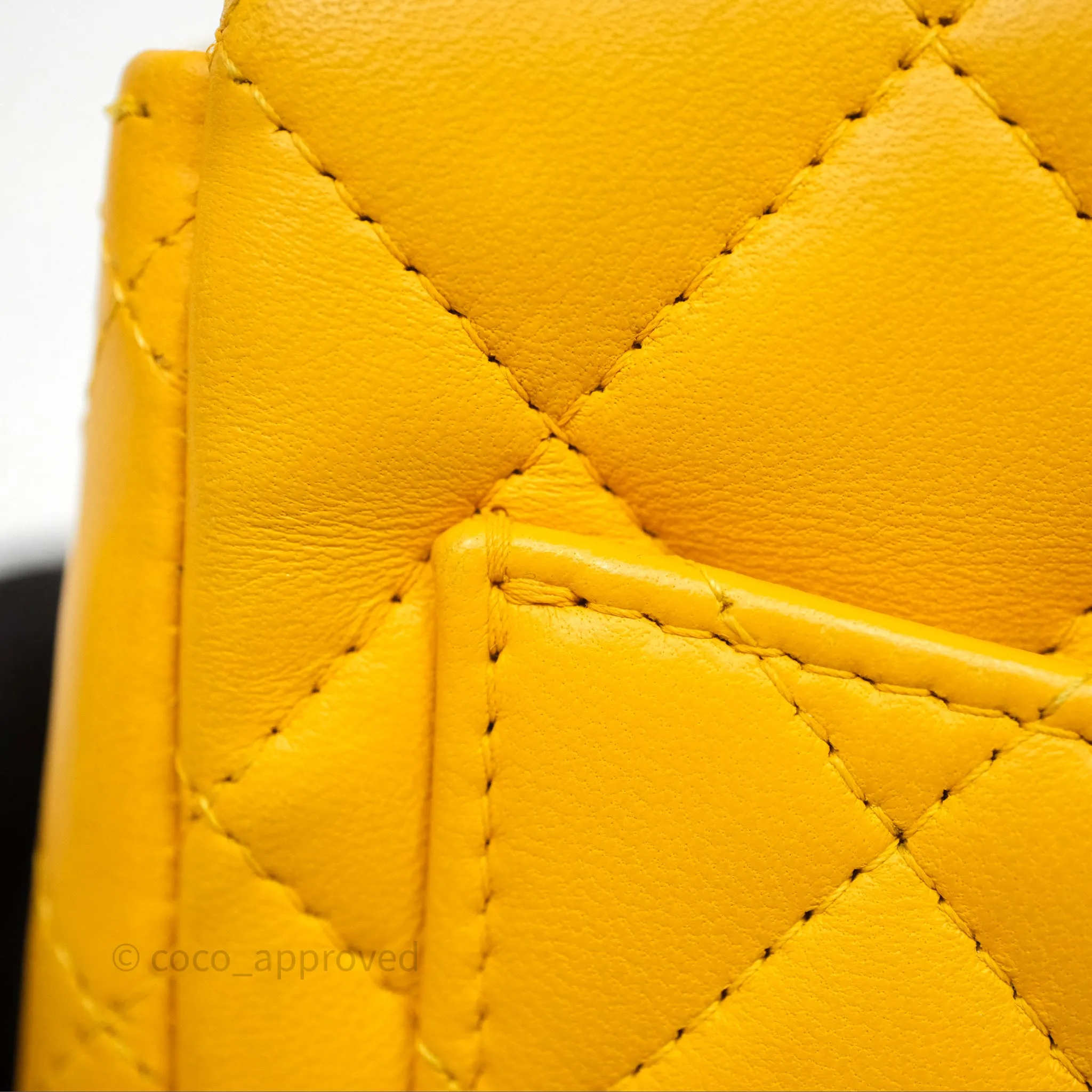 Chanel Mini Square Flap Quilted Yellow Lambskin Gold Hardware