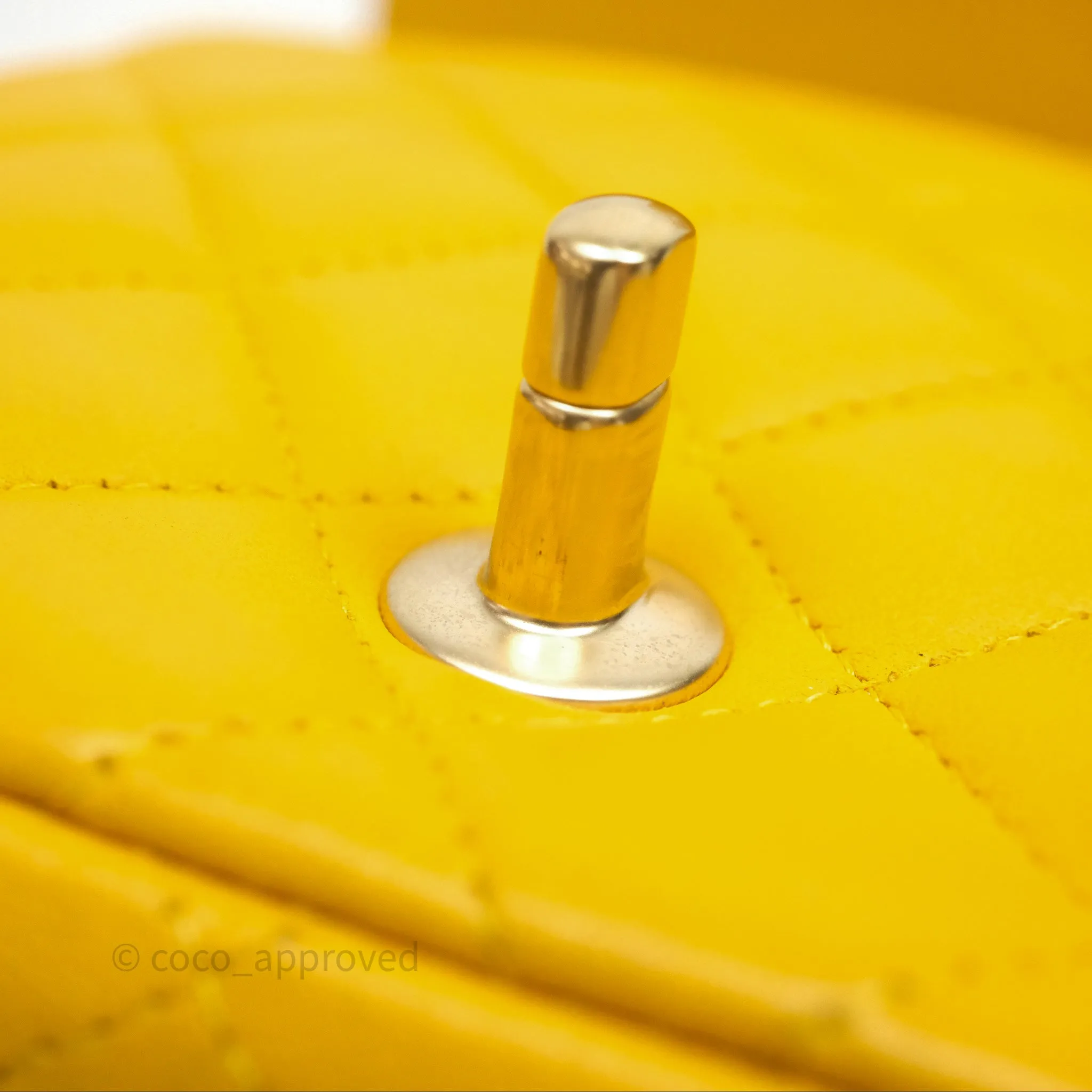 Chanel Mini Square Flap Quilted Yellow Lambskin Gold Hardware