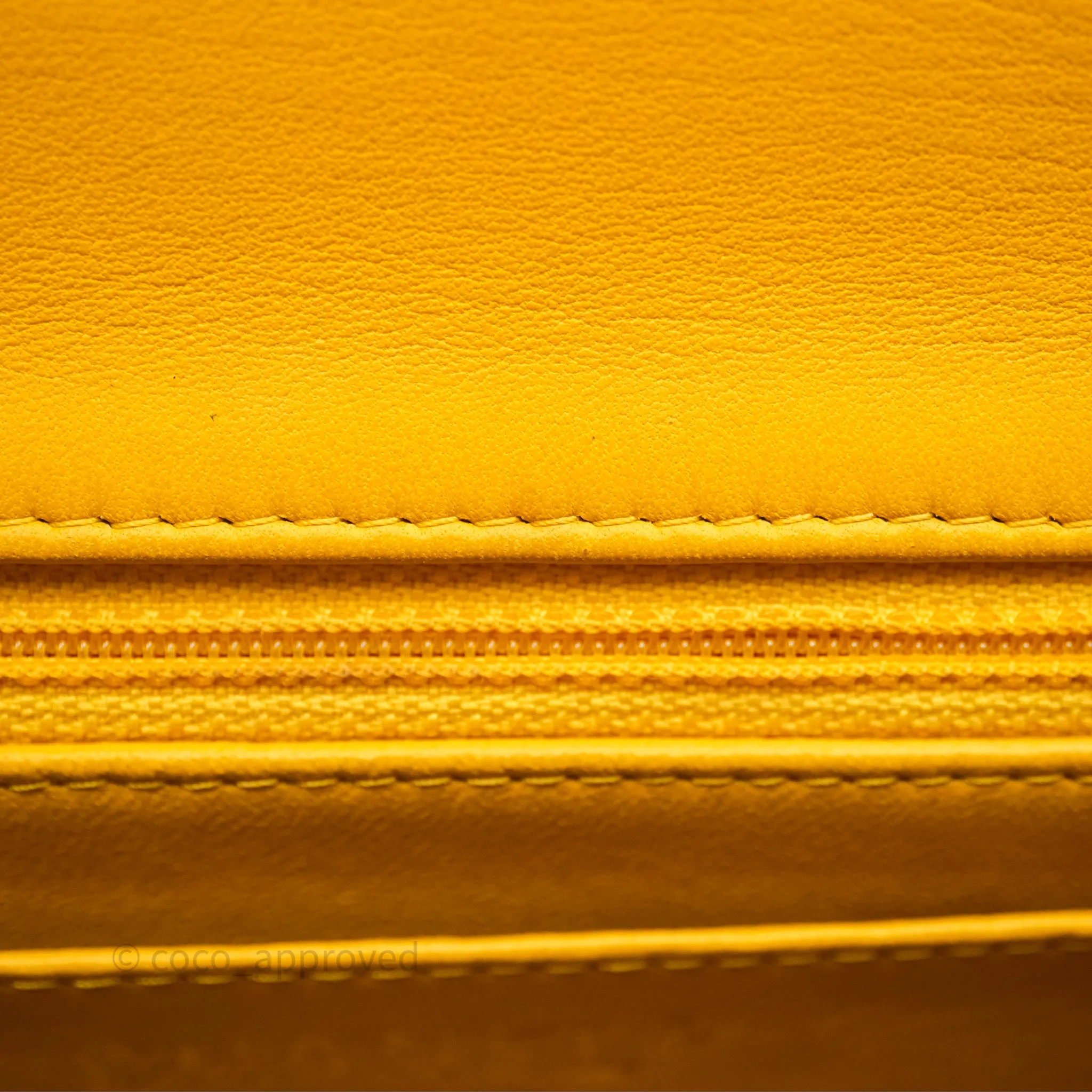 Chanel Mini Square Flap Quilted Yellow Lambskin Gold Hardware