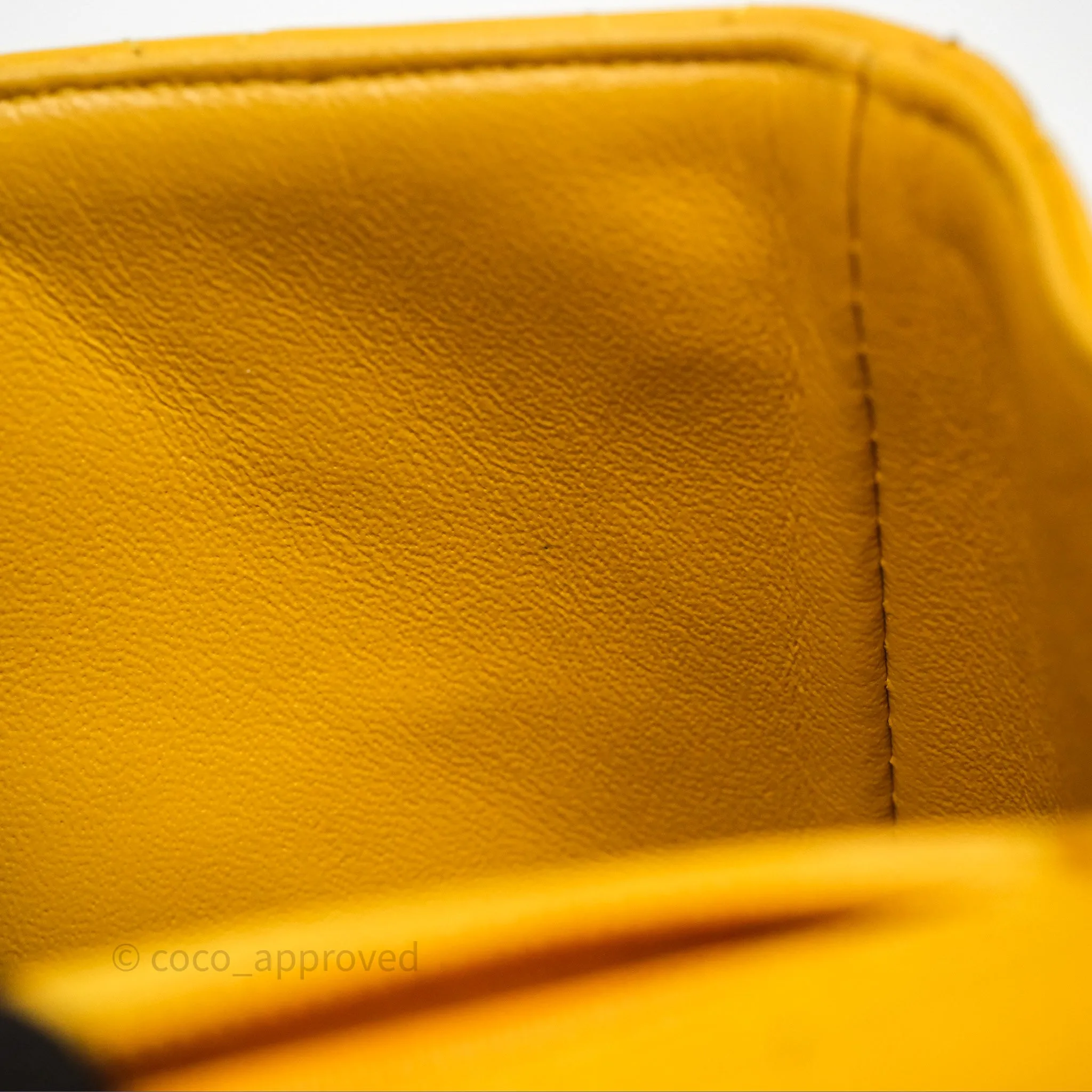Chanel Mini Square Flap Quilted Yellow Lambskin Gold Hardware