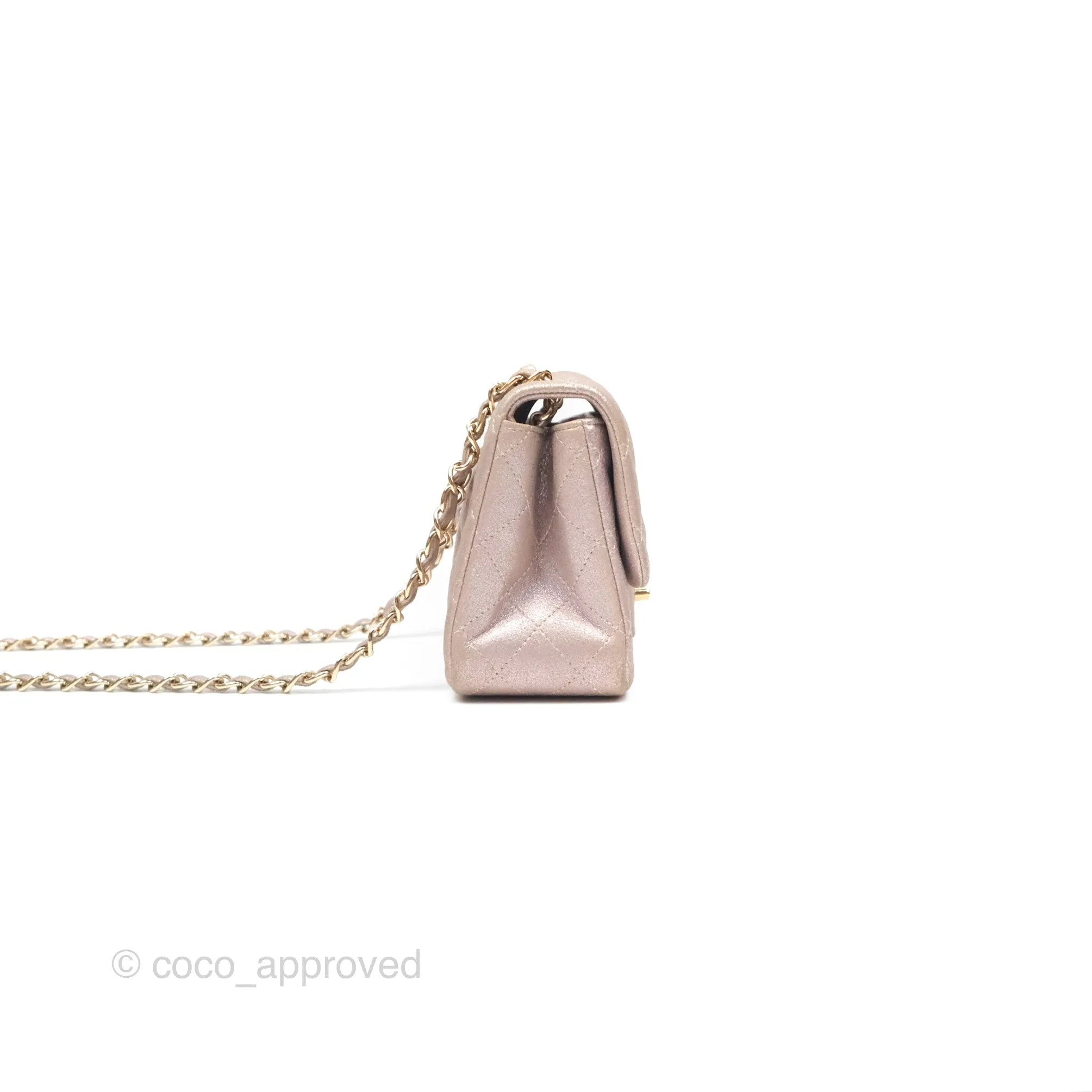 Chanel Mini Square Metallic Rose Gold Goatskin Gold Hardware 14B