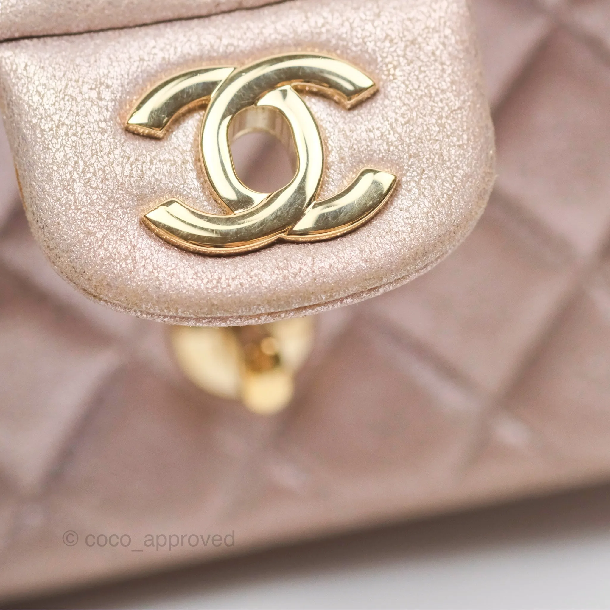 Chanel Mini Square Metallic Rose Gold Goatskin Gold Hardware 14B