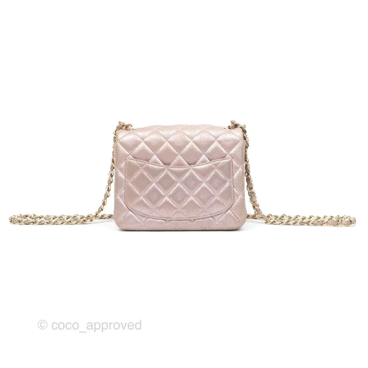 Chanel Mini Square Metallic Rose Gold Goatskin Gold Hardware 14B