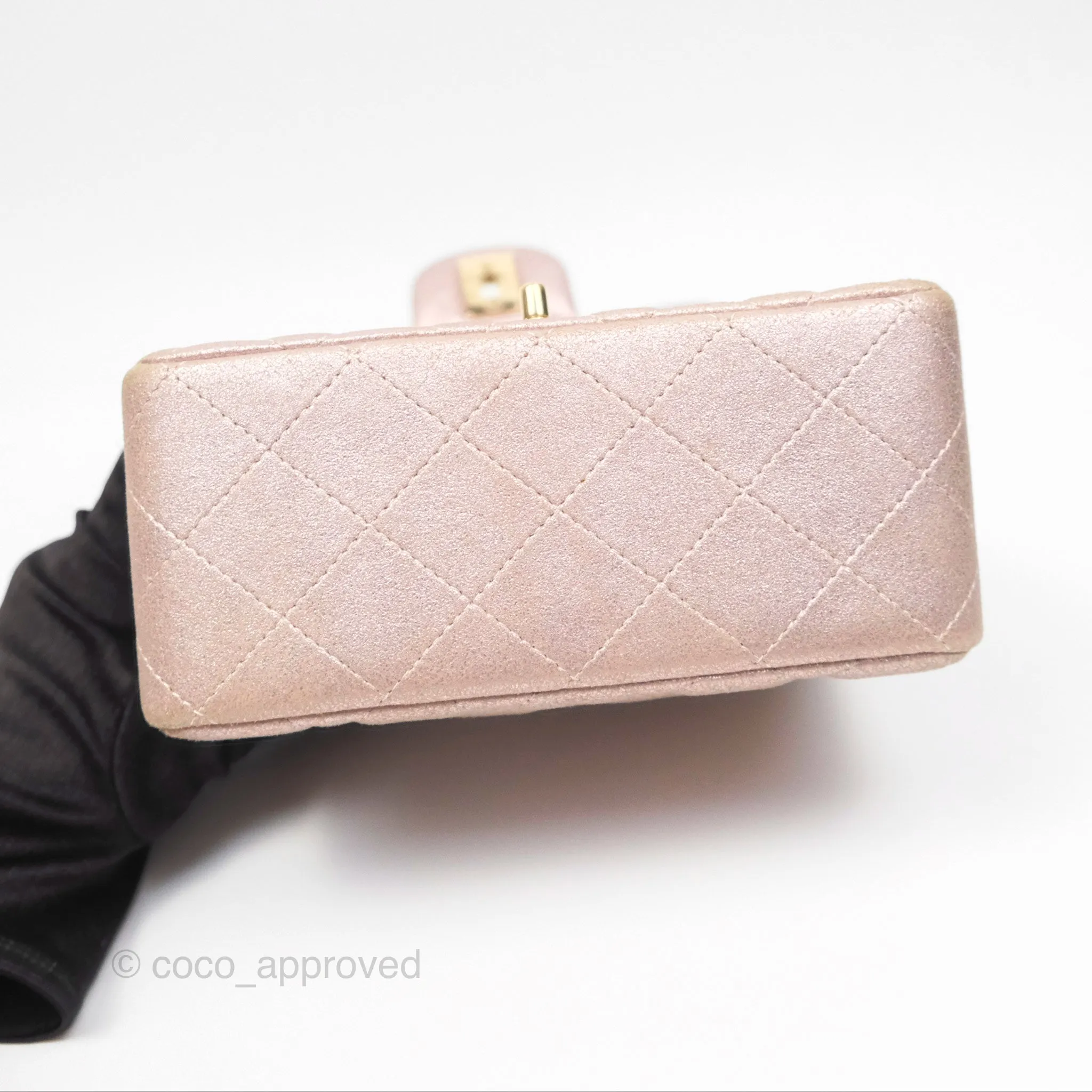 Chanel Mini Square Metallic Rose Gold Goatskin Gold Hardware 14B