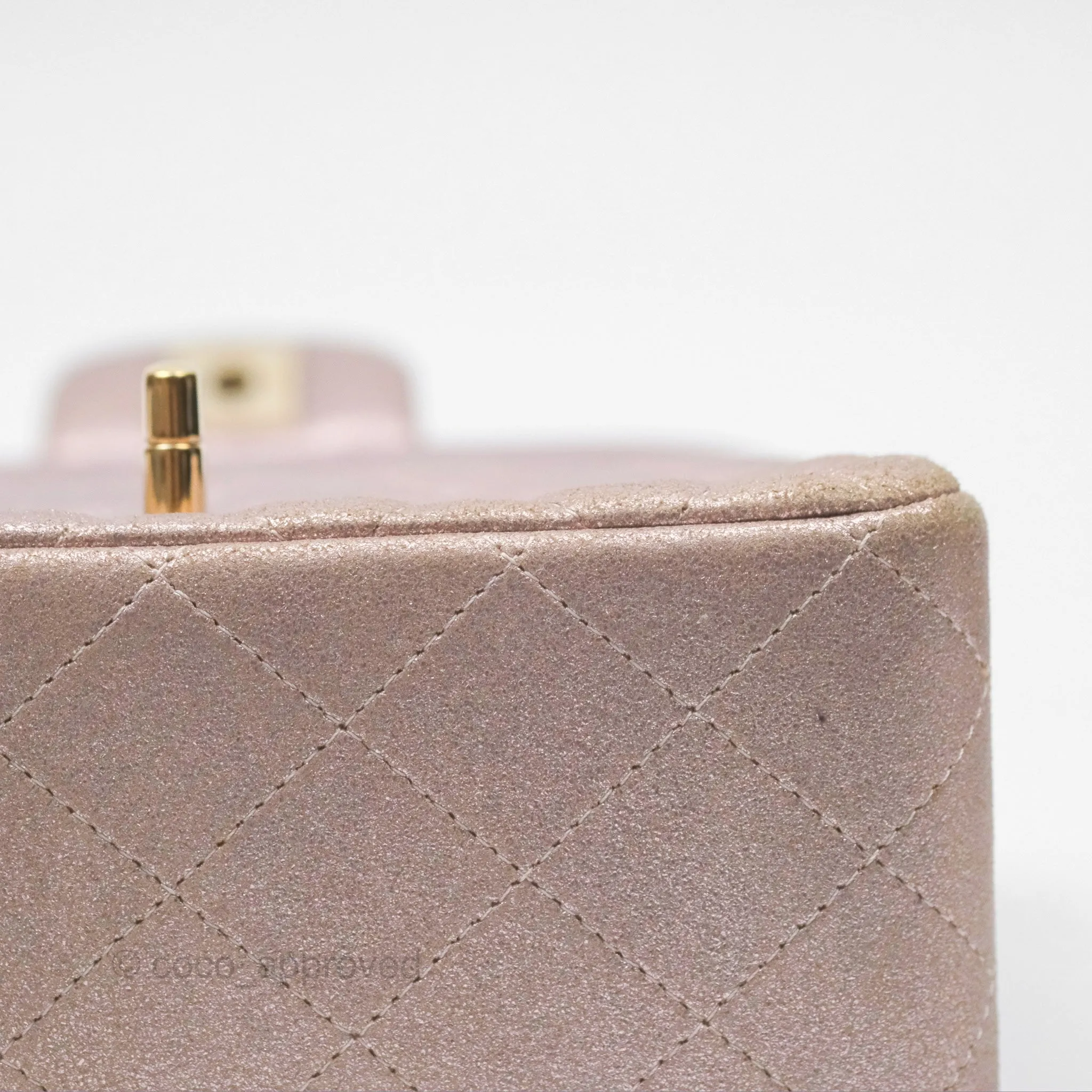 Chanel Mini Square Metallic Rose Gold Goatskin Gold Hardware 14B