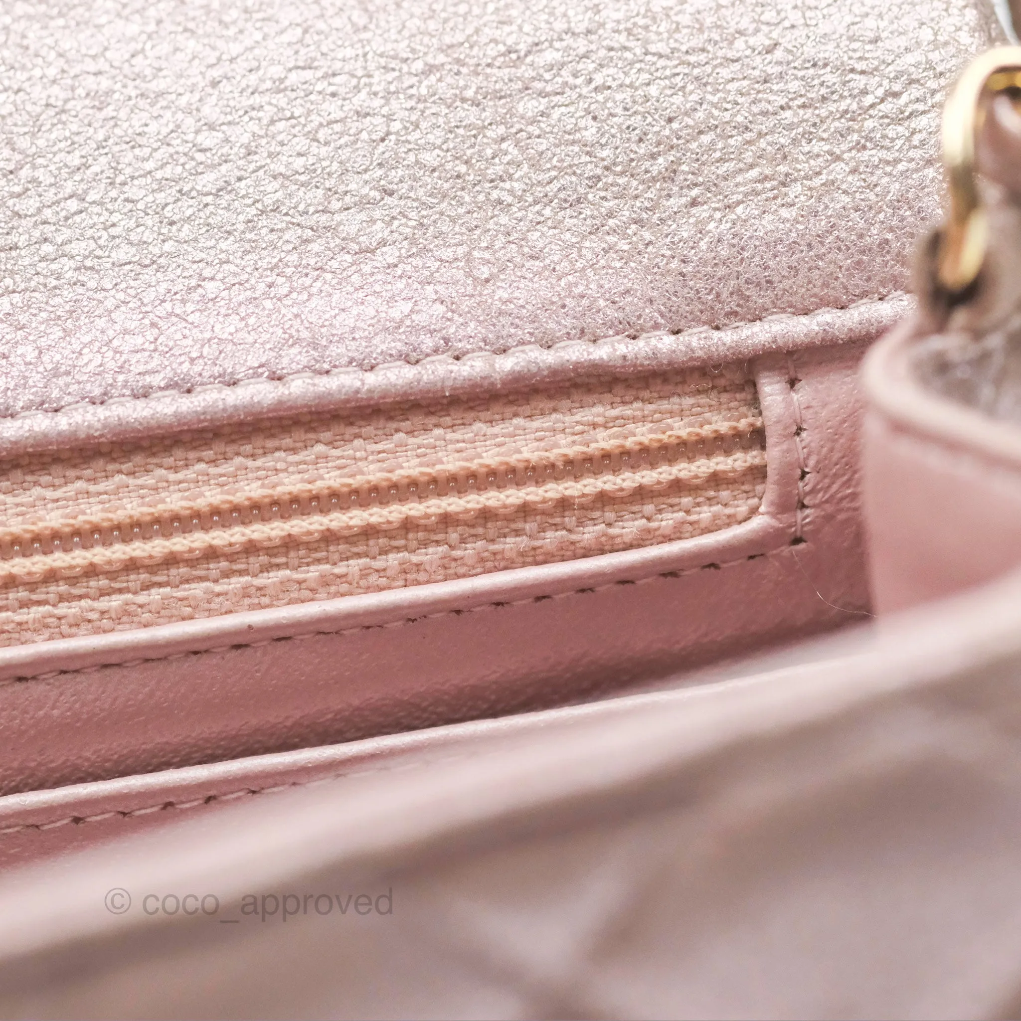 Chanel Mini Square Metallic Rose Gold Goatskin Gold Hardware 14B