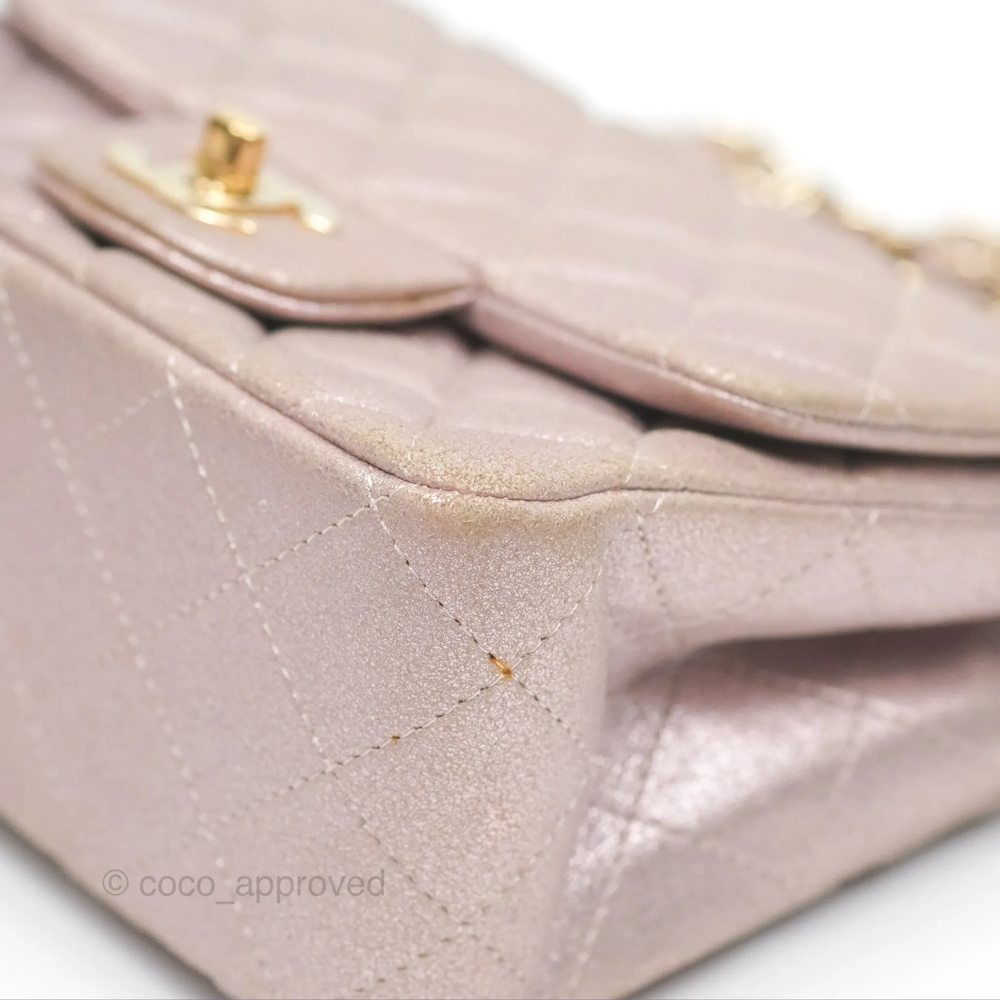 Chanel Mini Square Metallic Rose Gold Goatskin Gold Hardware 14B