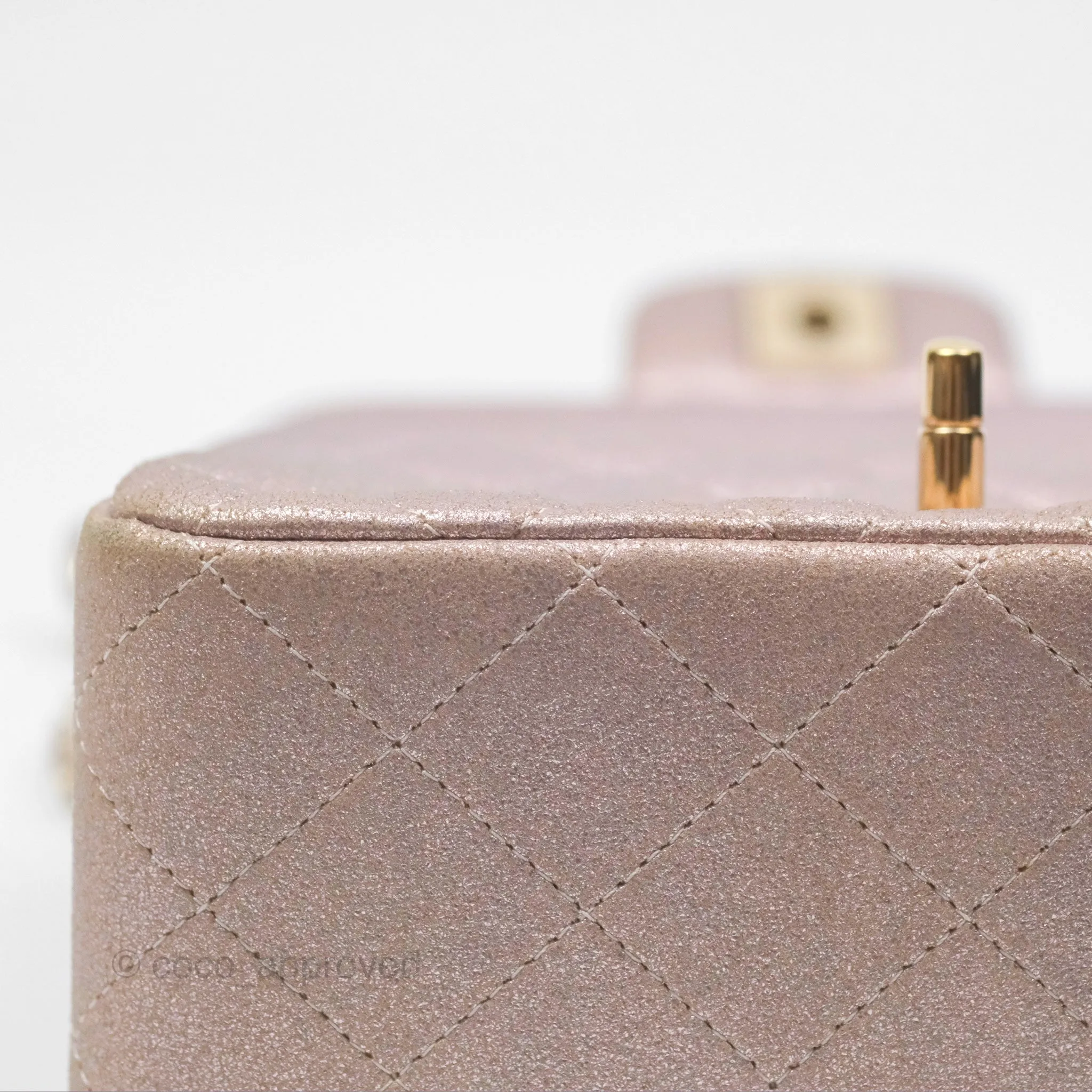 Chanel Mini Square Metallic Rose Gold Goatskin Gold Hardware 14B