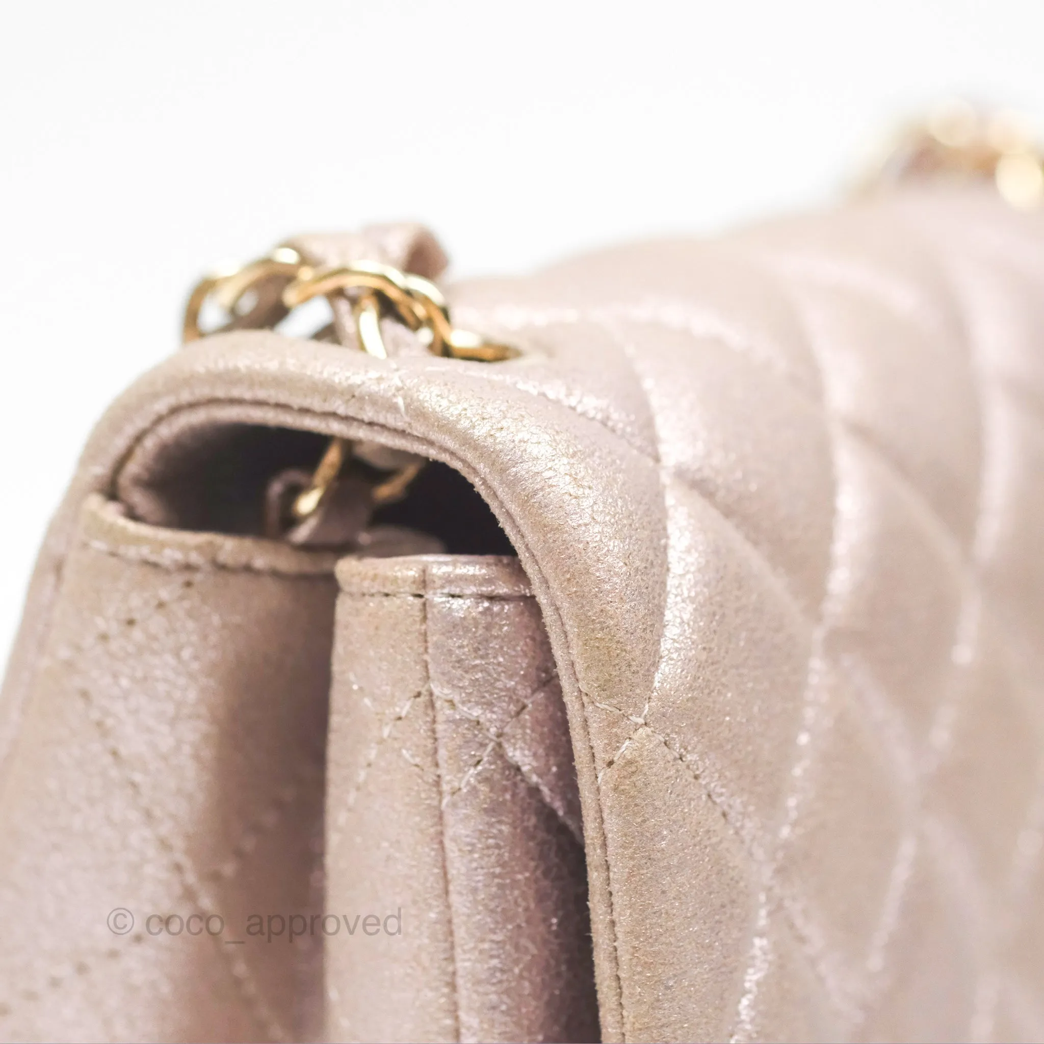 Chanel Mini Square Metallic Rose Gold Goatskin Gold Hardware 14B