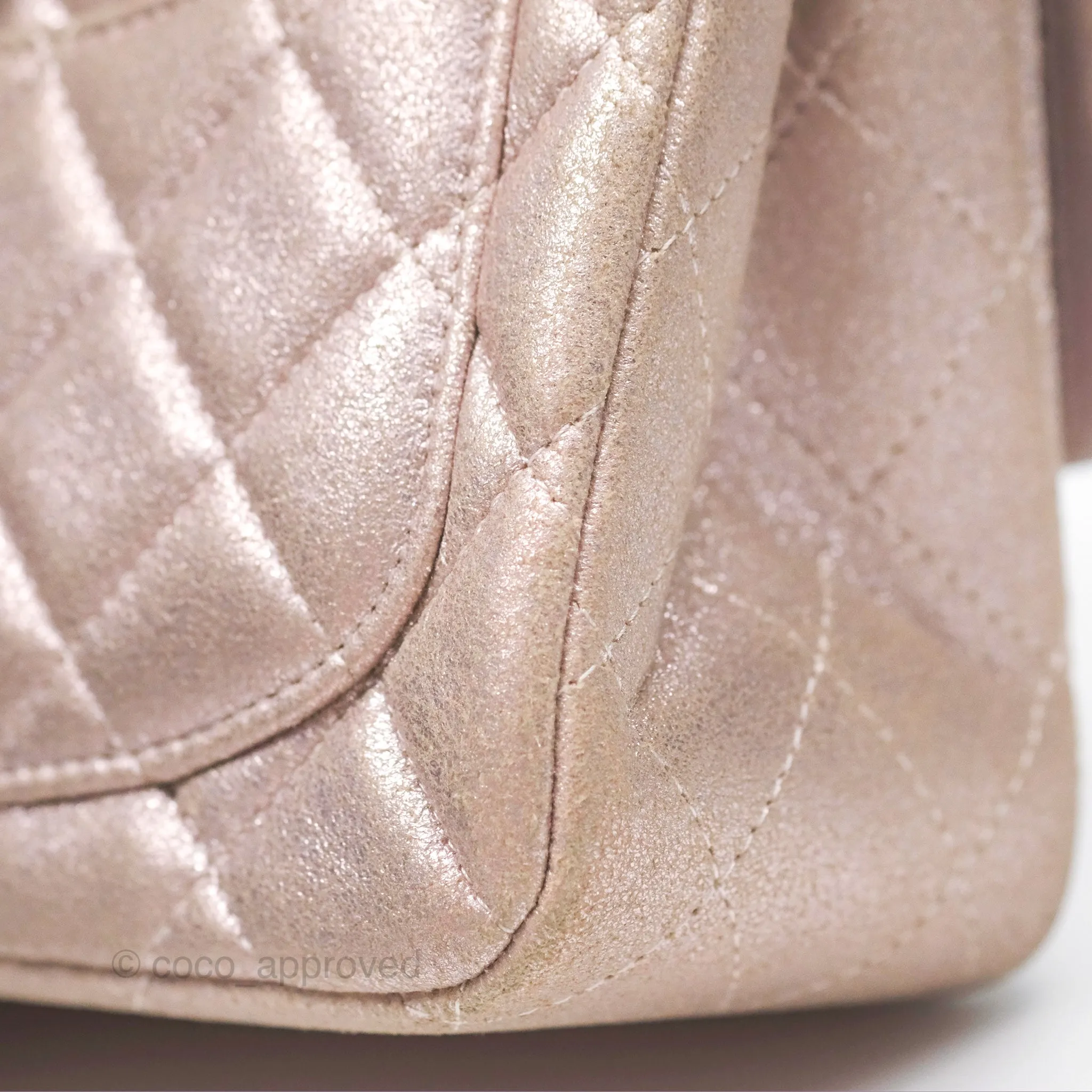 Chanel Mini Square Metallic Rose Gold Goatskin Gold Hardware 14B