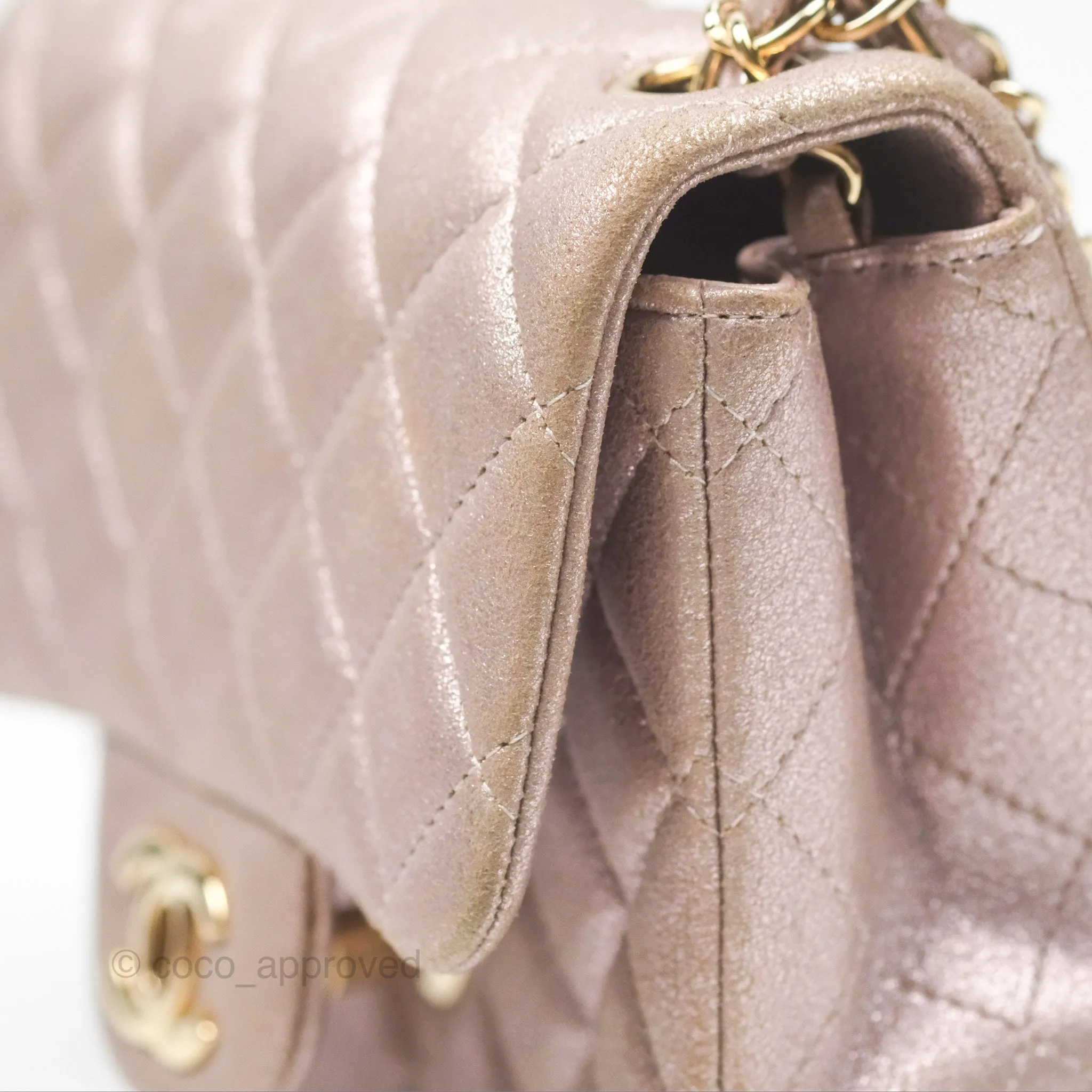Chanel Mini Square Metallic Rose Gold Goatskin Gold Hardware 14B