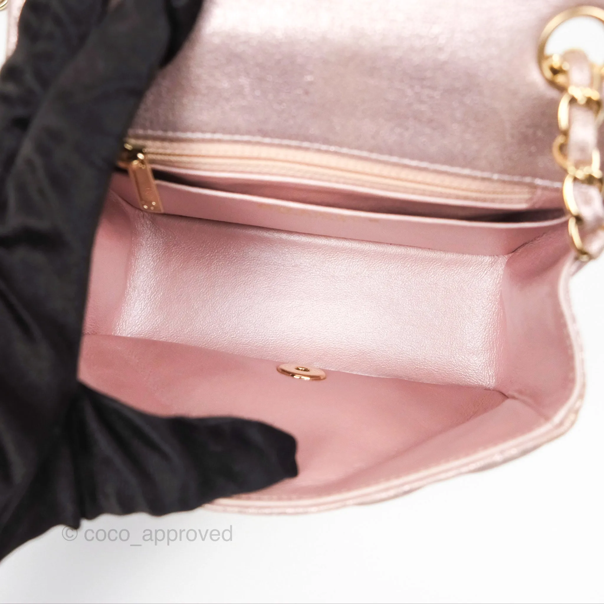 Chanel Mini Square Metallic Rose Gold Goatskin Gold Hardware 14B