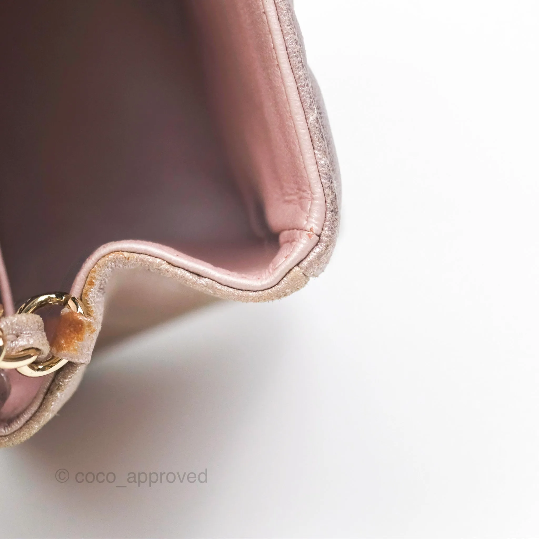 Chanel Mini Square Metallic Rose Gold Goatskin Gold Hardware 14B