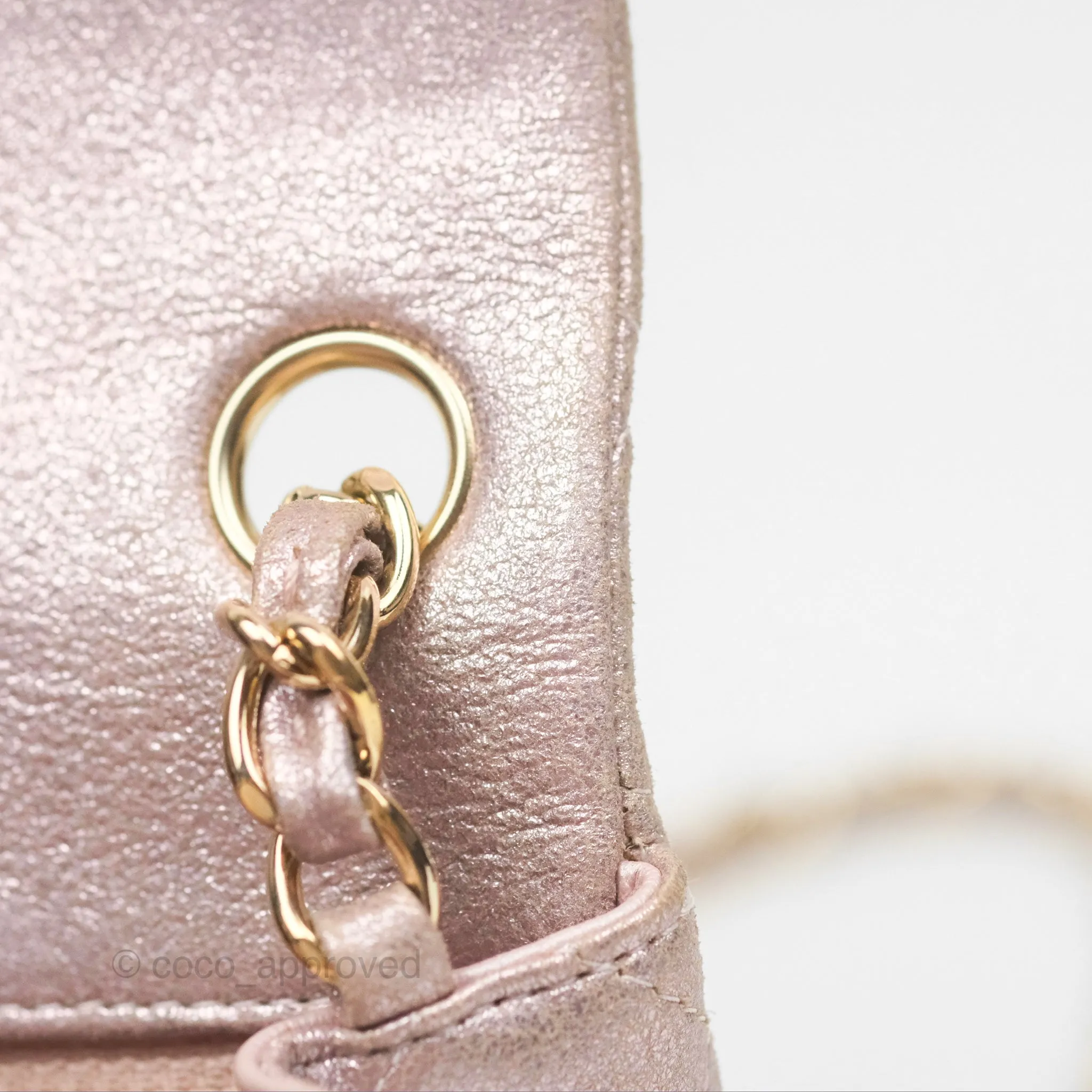Chanel Mini Square Metallic Rose Gold Goatskin Gold Hardware 14B