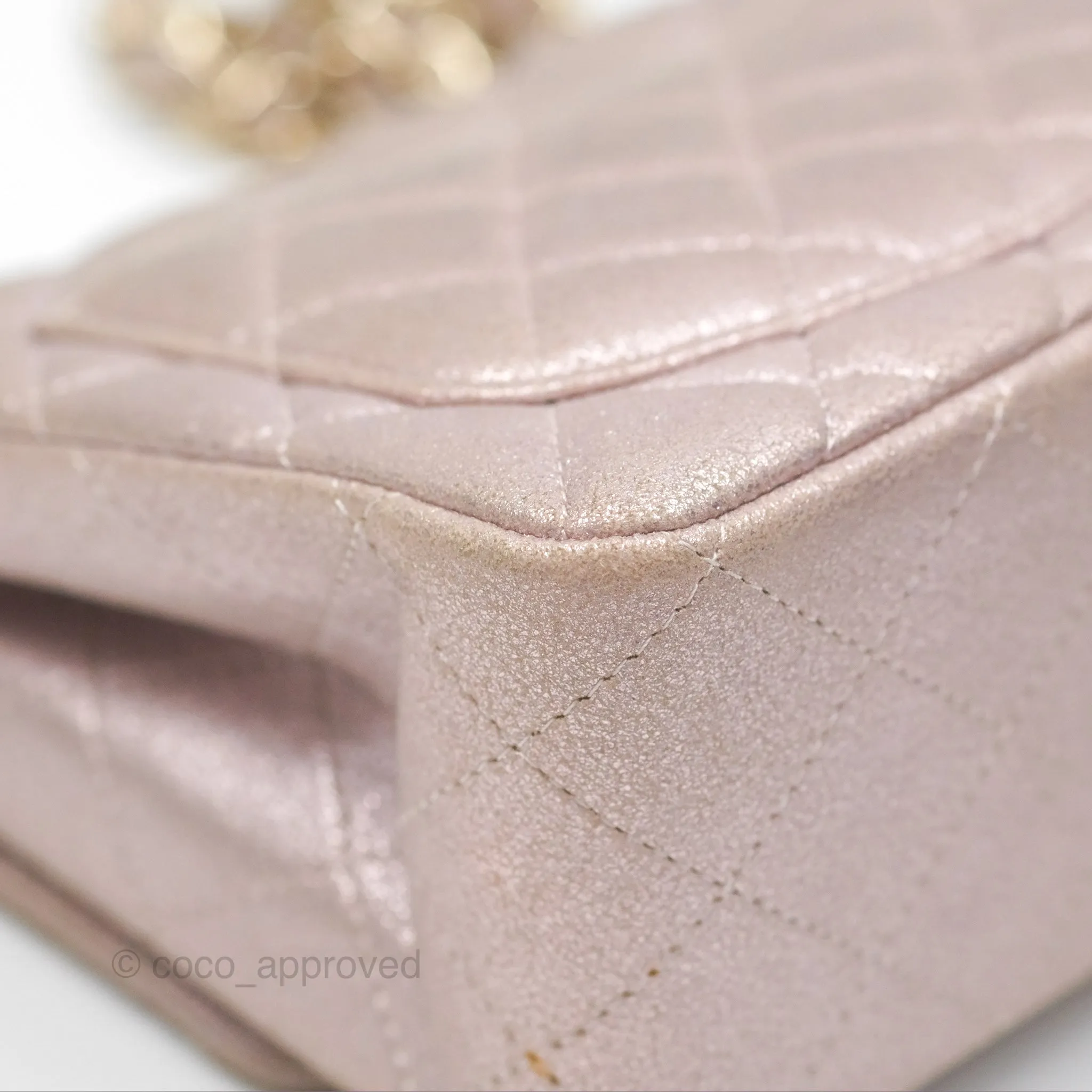 Chanel Mini Square Metallic Rose Gold Goatskin Gold Hardware 14B