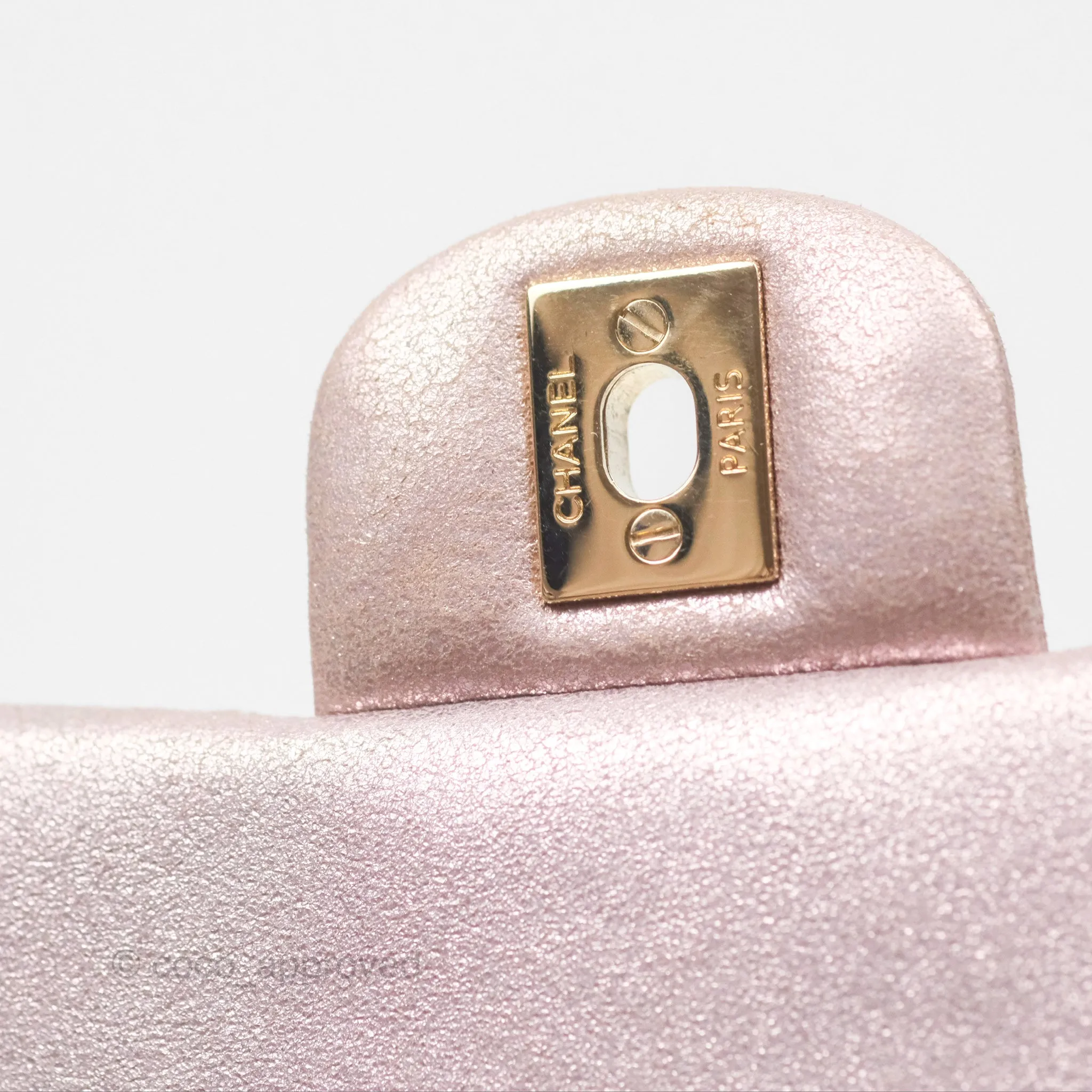 Chanel Mini Square Metallic Rose Gold Goatskin Gold Hardware 14B