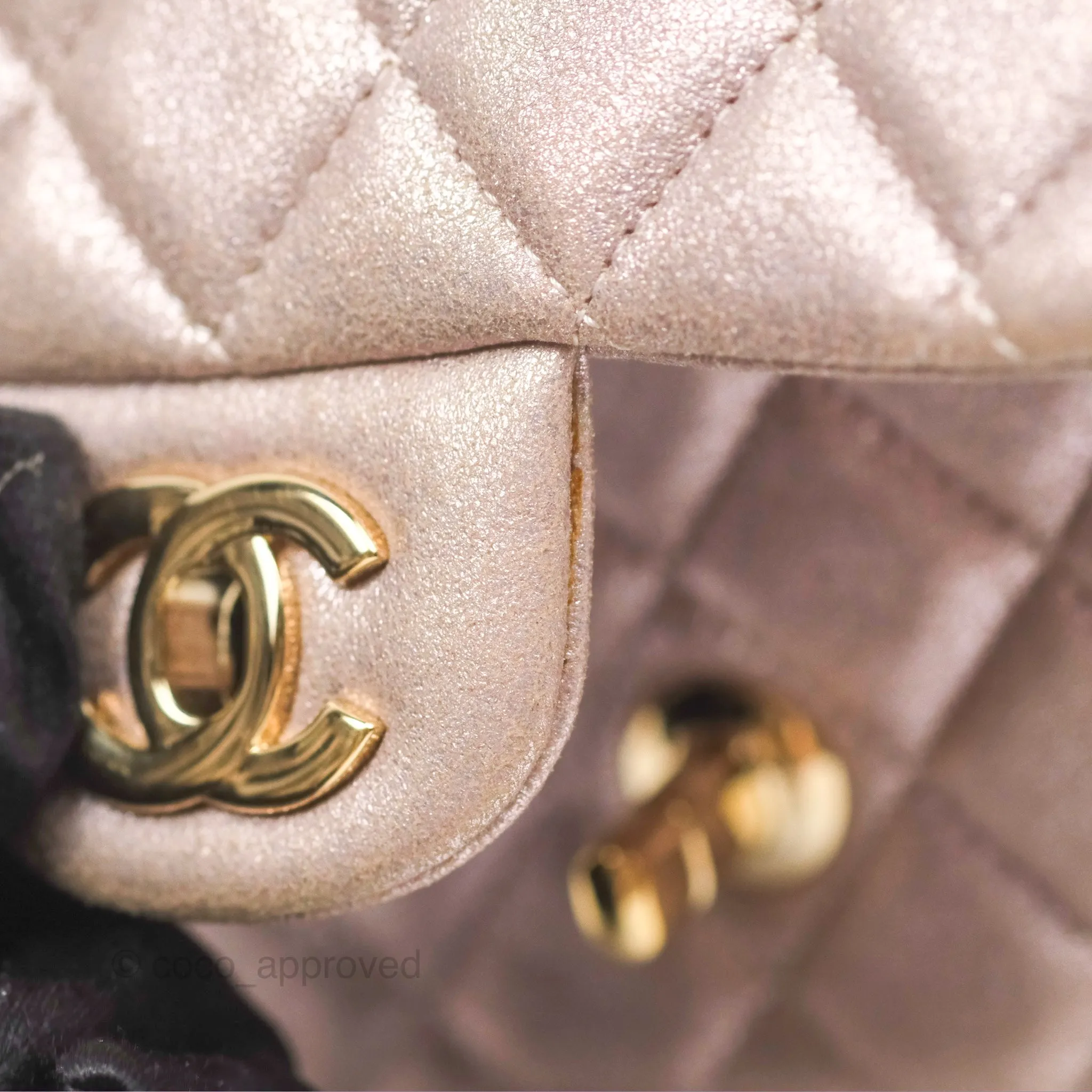 Chanel Mini Square Metallic Rose Gold Goatskin Gold Hardware 14B