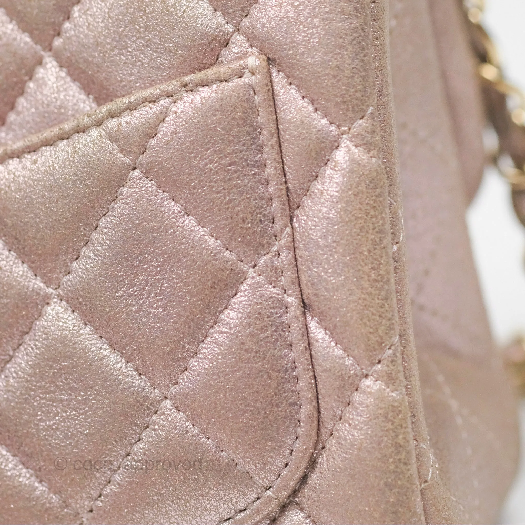 Chanel Mini Square Metallic Rose Gold Goatskin Gold Hardware 14B