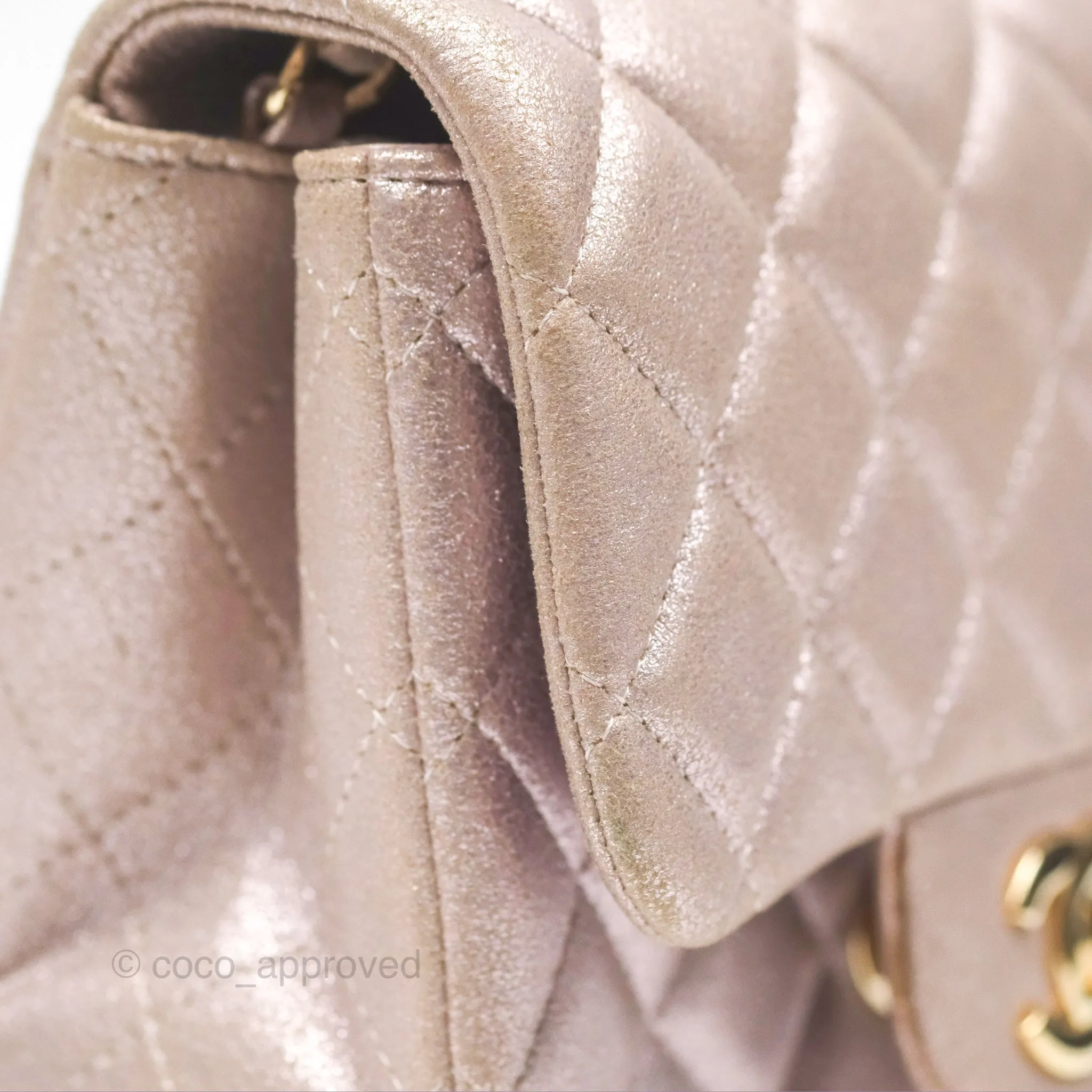 Chanel Mini Square Metallic Rose Gold Goatskin Gold Hardware 14B