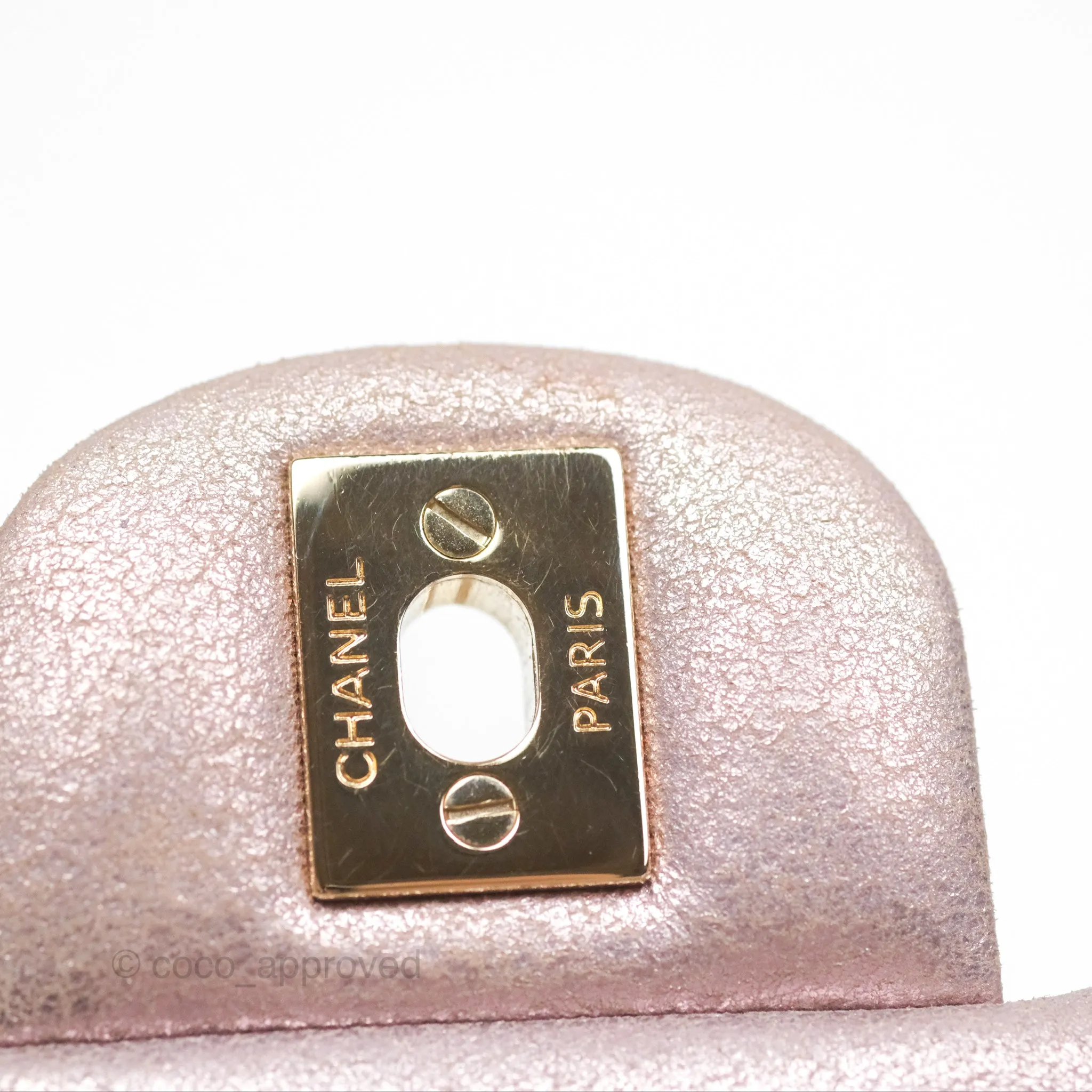 Chanel Mini Square Metallic Rose Gold Goatskin Gold Hardware 14B