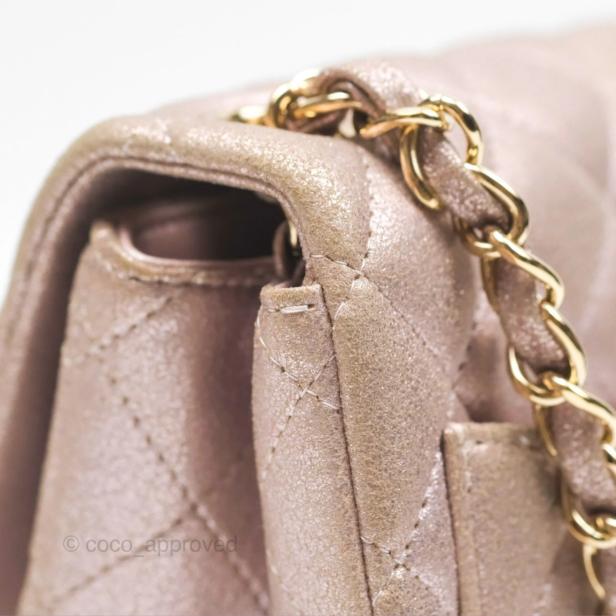 Chanel Mini Square Metallic Rose Gold Goatskin Gold Hardware 14B