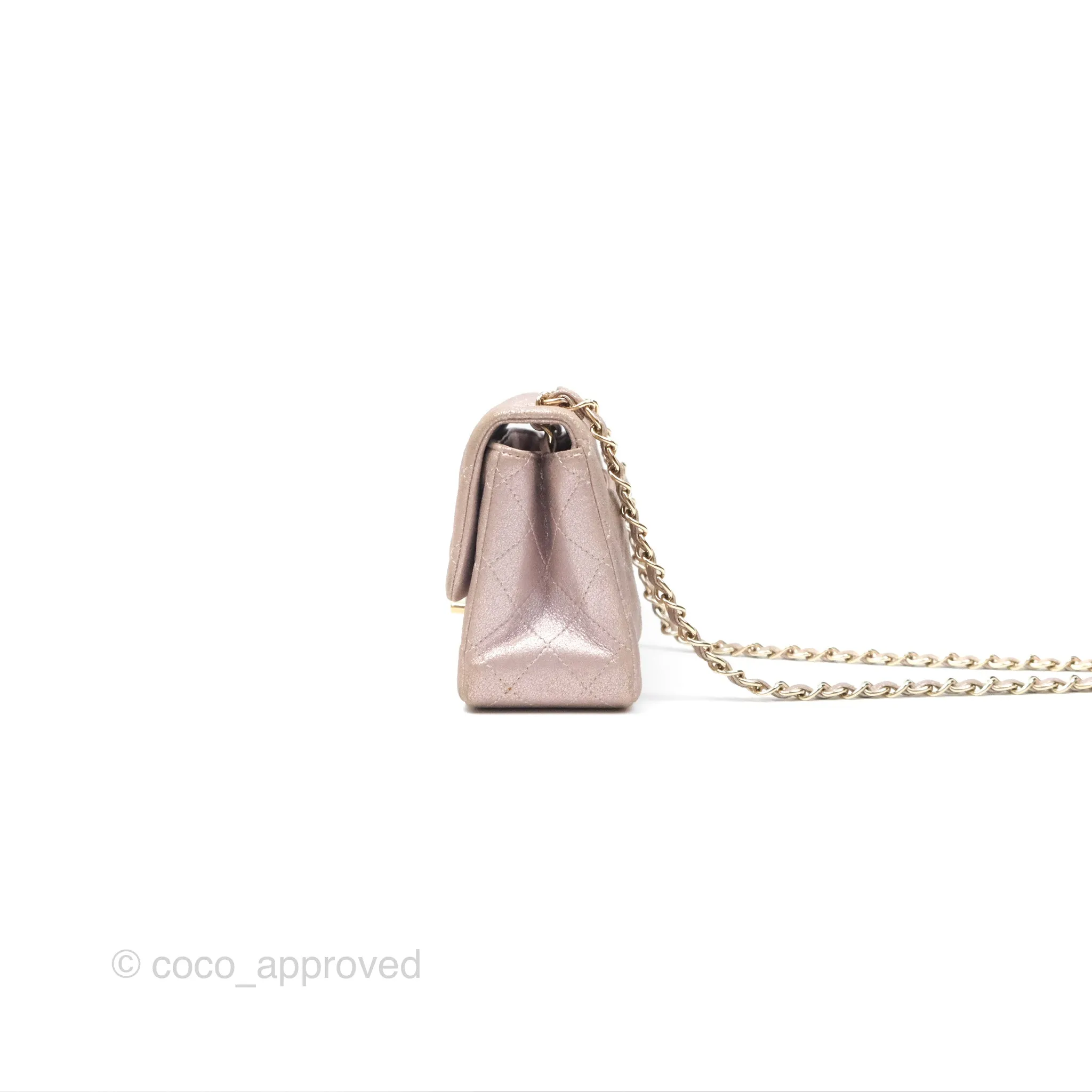 Chanel Mini Square Metallic Rose Gold Goatskin Gold Hardware 14B