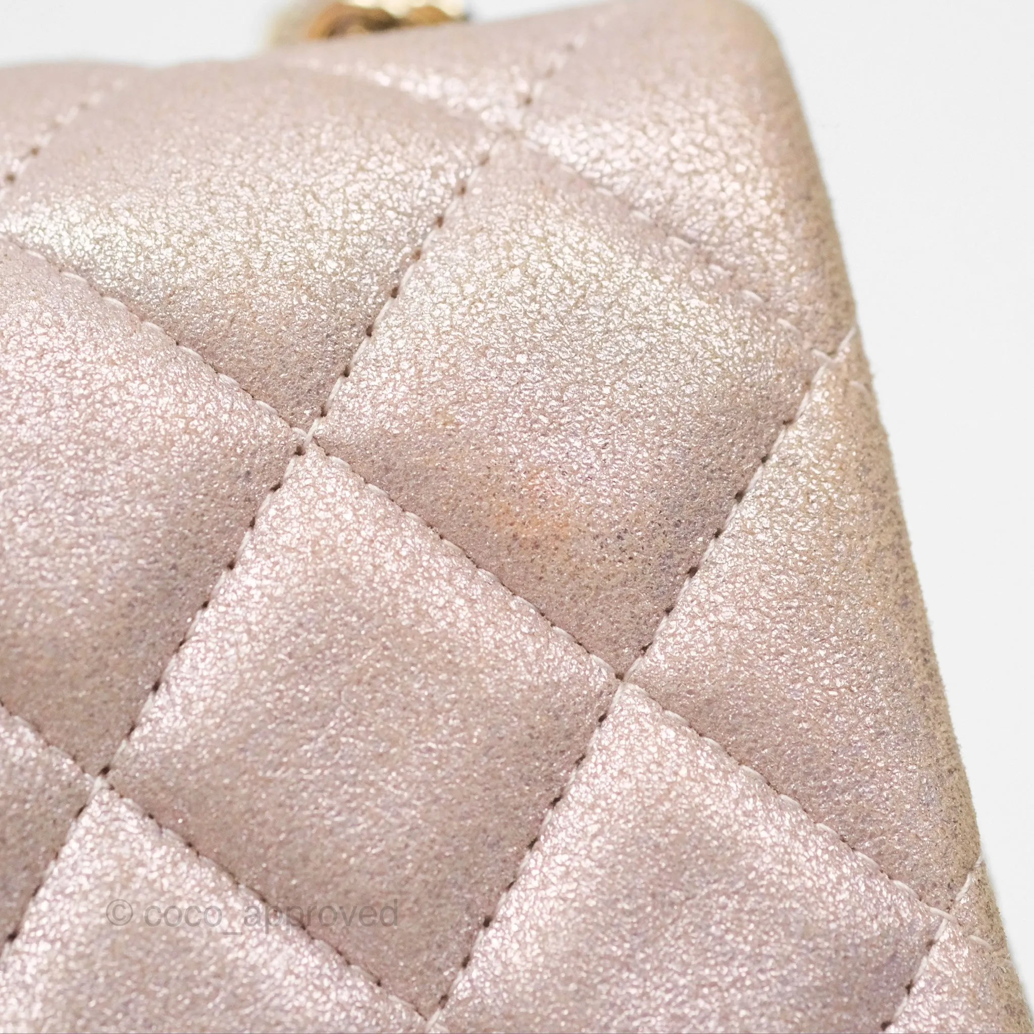 Chanel Mini Square Metallic Rose Gold Goatskin Gold Hardware 14B