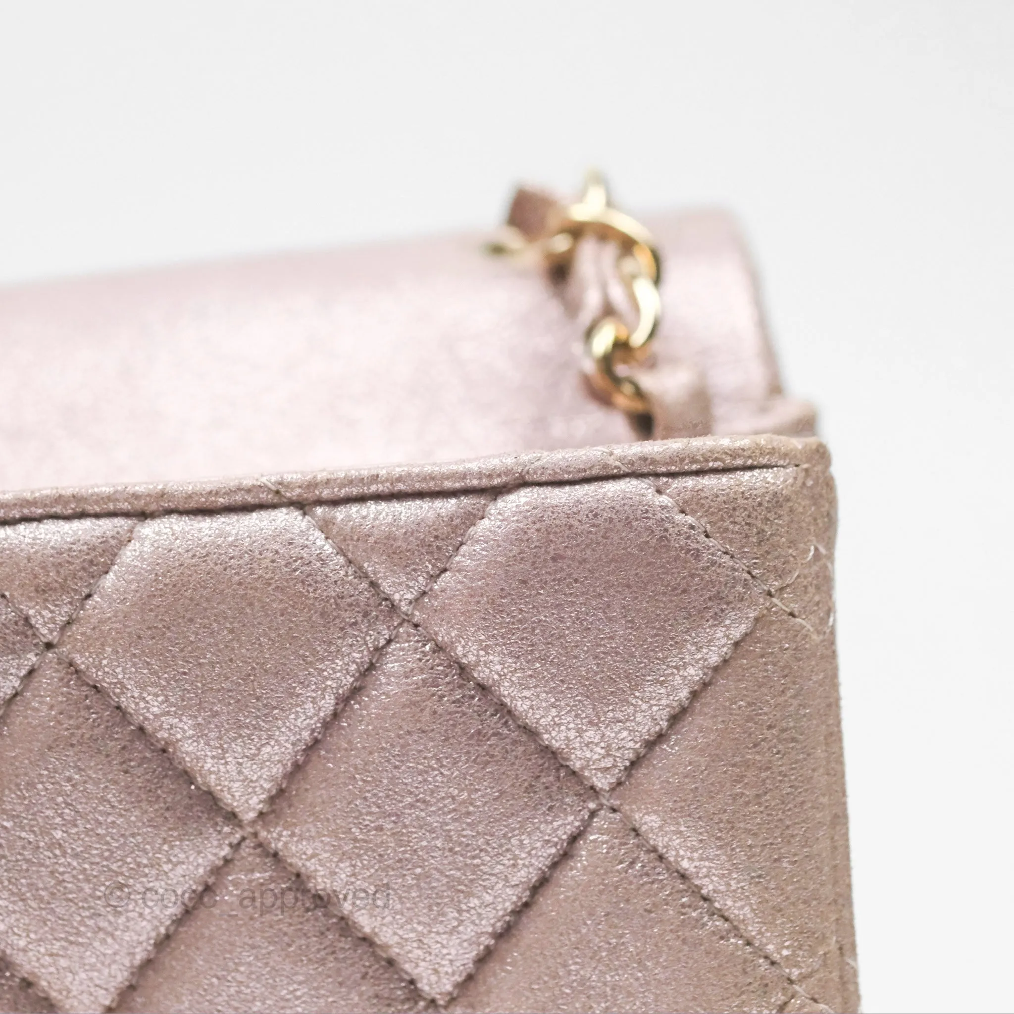 Chanel Mini Square Metallic Rose Gold Goatskin Gold Hardware 14B