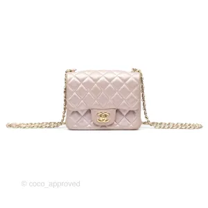 Chanel Mini Square Metallic Rose Gold Goatskin Gold Hardware 14B