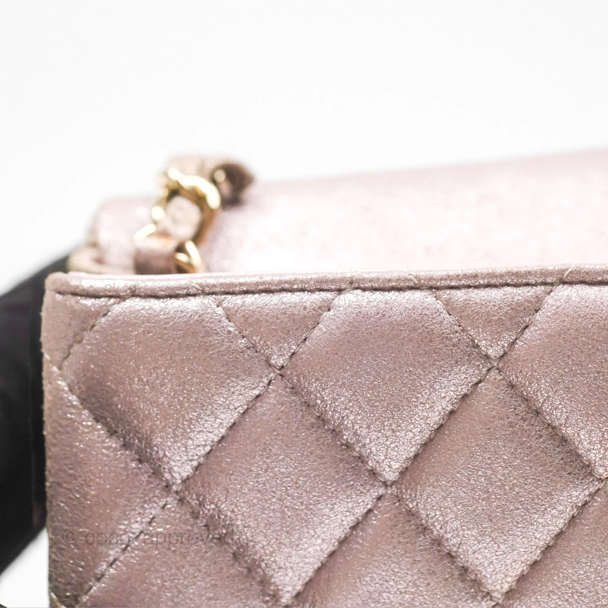 Chanel Mini Square Metallic Rose Gold Goatskin Gold Hardware 14B