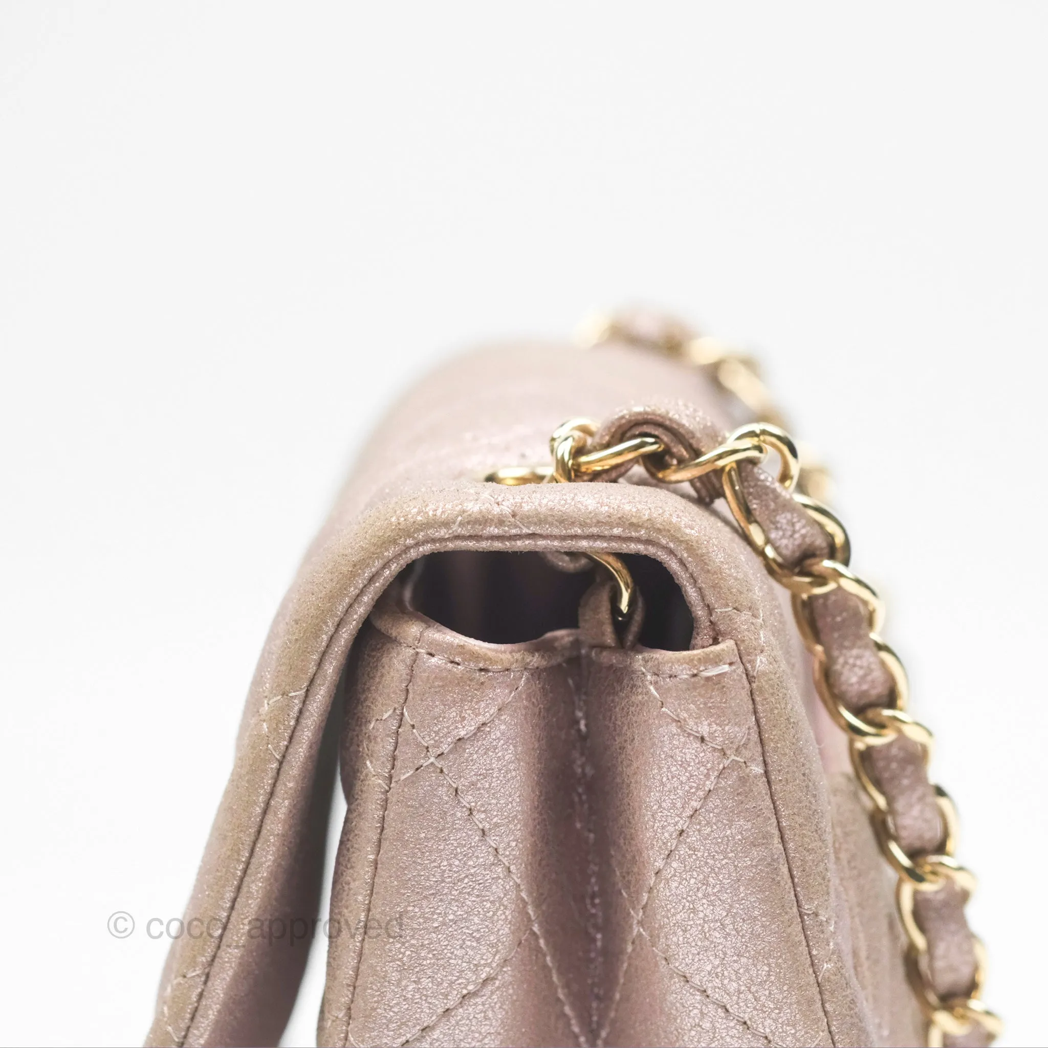 Chanel Mini Square Metallic Rose Gold Goatskin Gold Hardware 14B