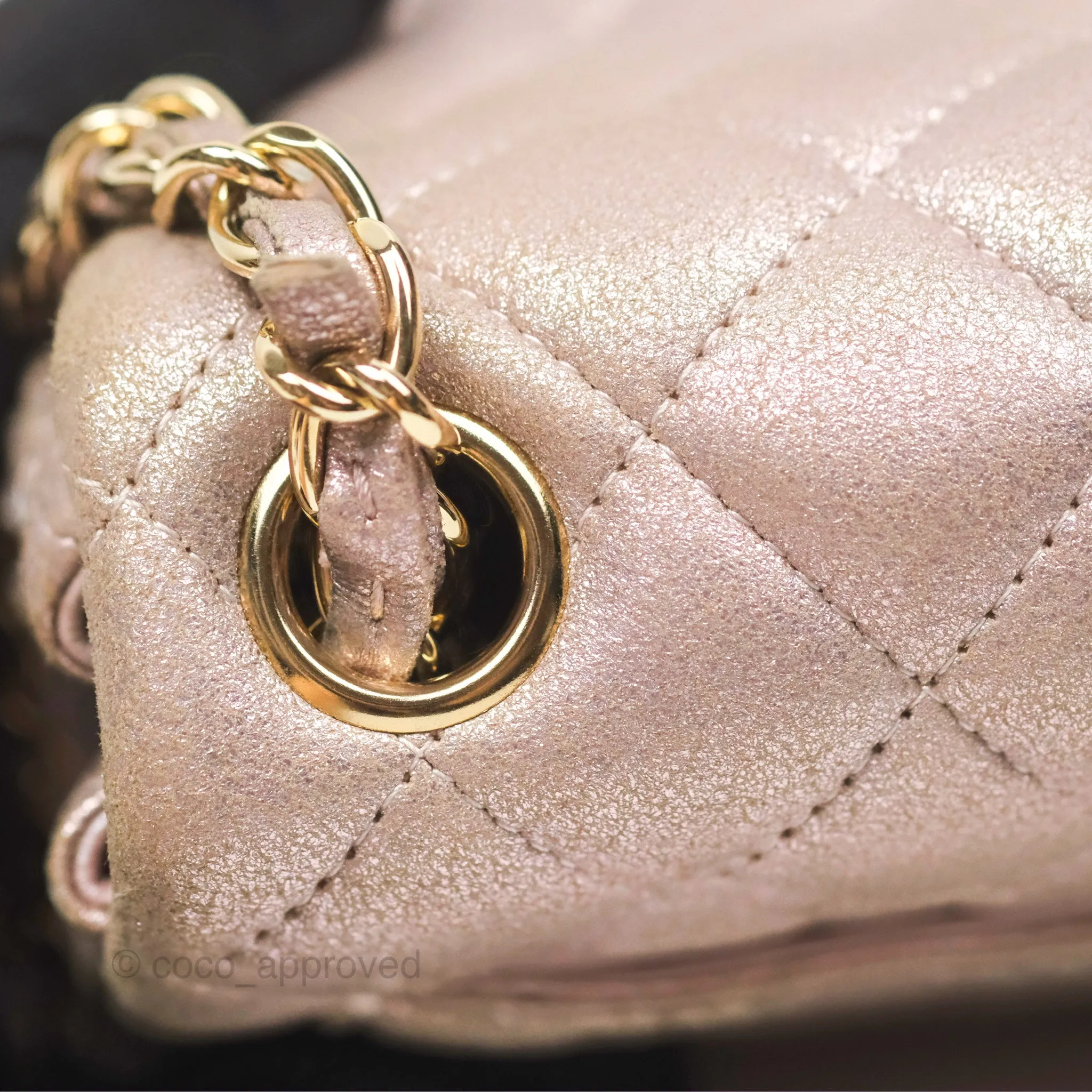 Chanel Mini Square Metallic Rose Gold Goatskin Gold Hardware 14B