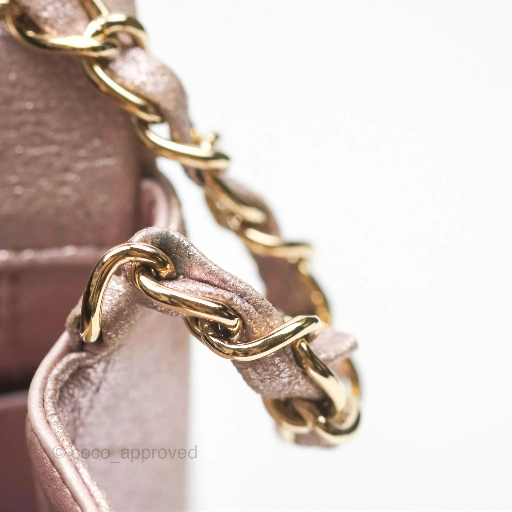 Chanel Mini Square Metallic Rose Gold Goatskin Gold Hardware 14B