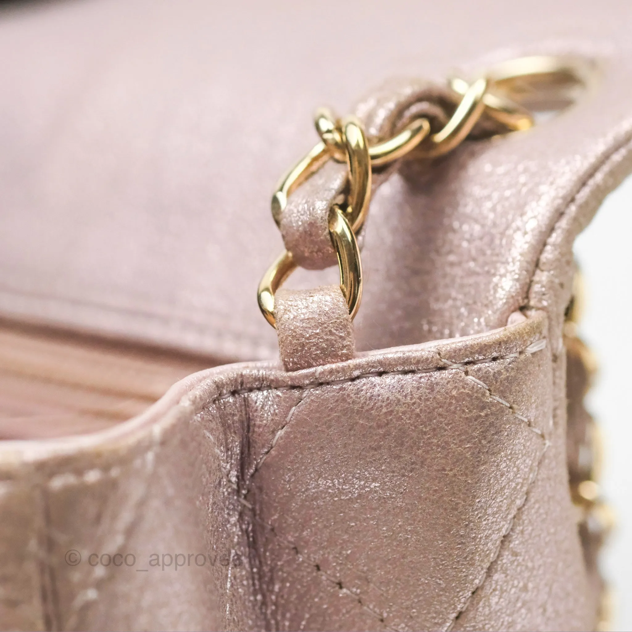 Chanel Mini Square Metallic Rose Gold Goatskin Gold Hardware 14B