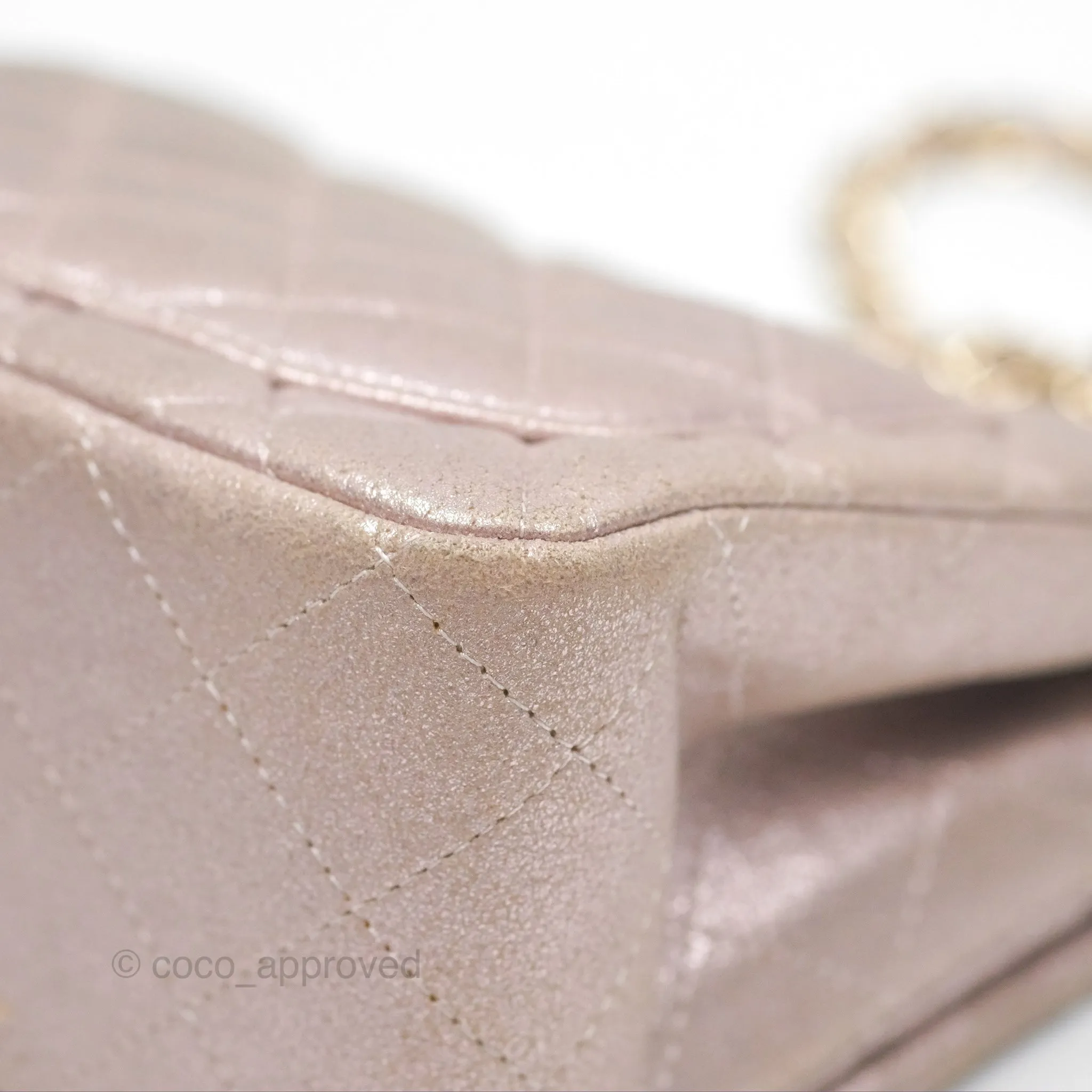 Chanel Mini Square Metallic Rose Gold Goatskin Gold Hardware 14B