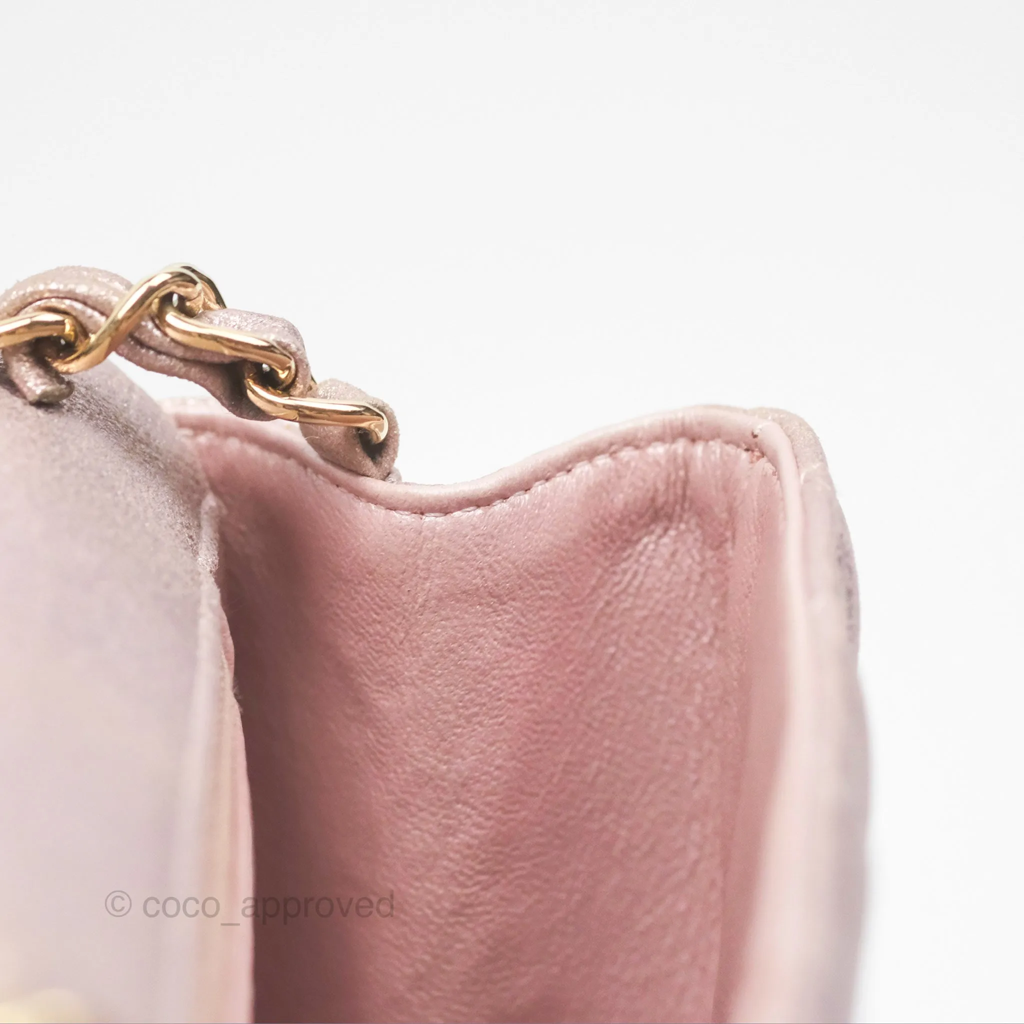 Chanel Mini Square Metallic Rose Gold Goatskin Gold Hardware 14B