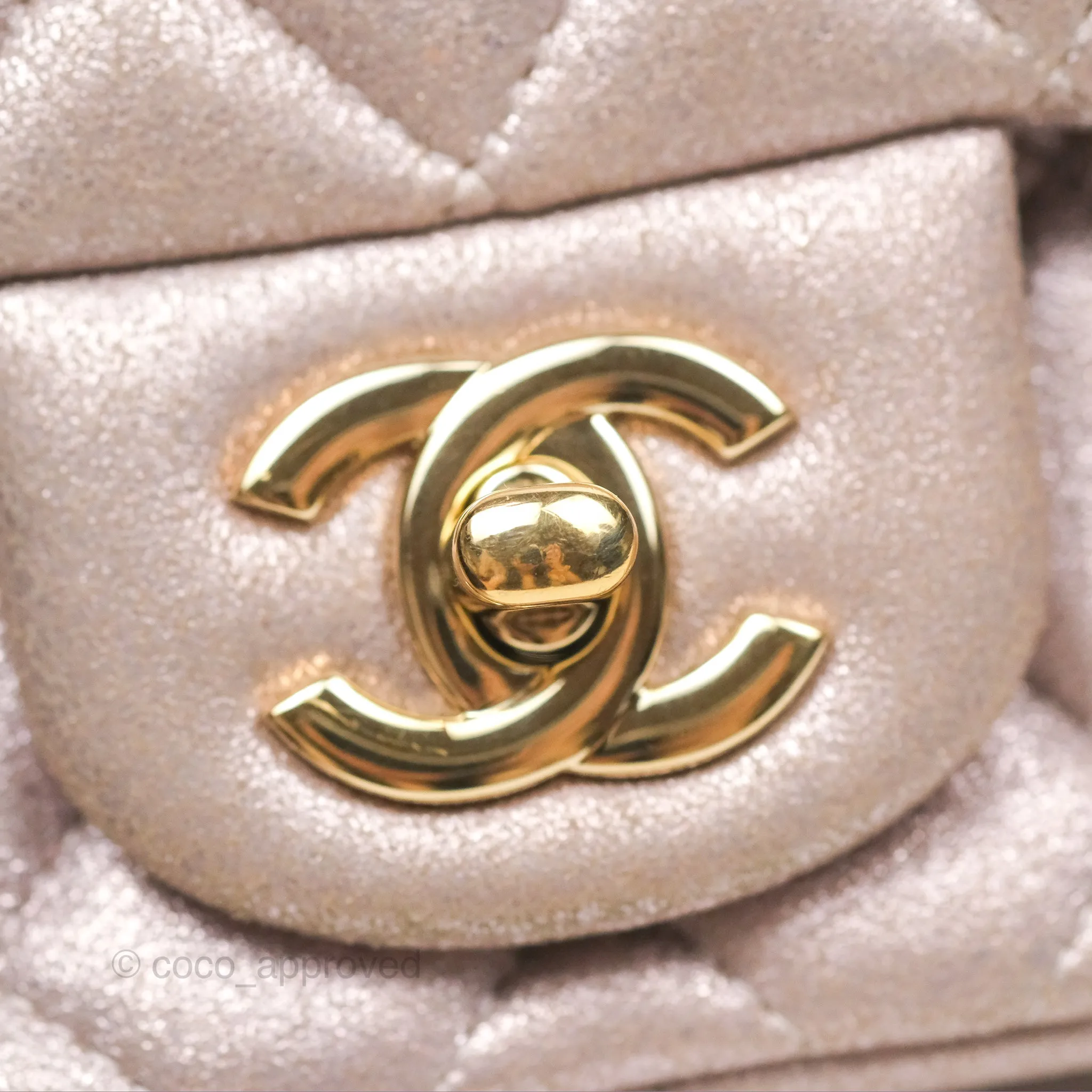 Chanel Mini Square Metallic Rose Gold Goatskin Gold Hardware 14B