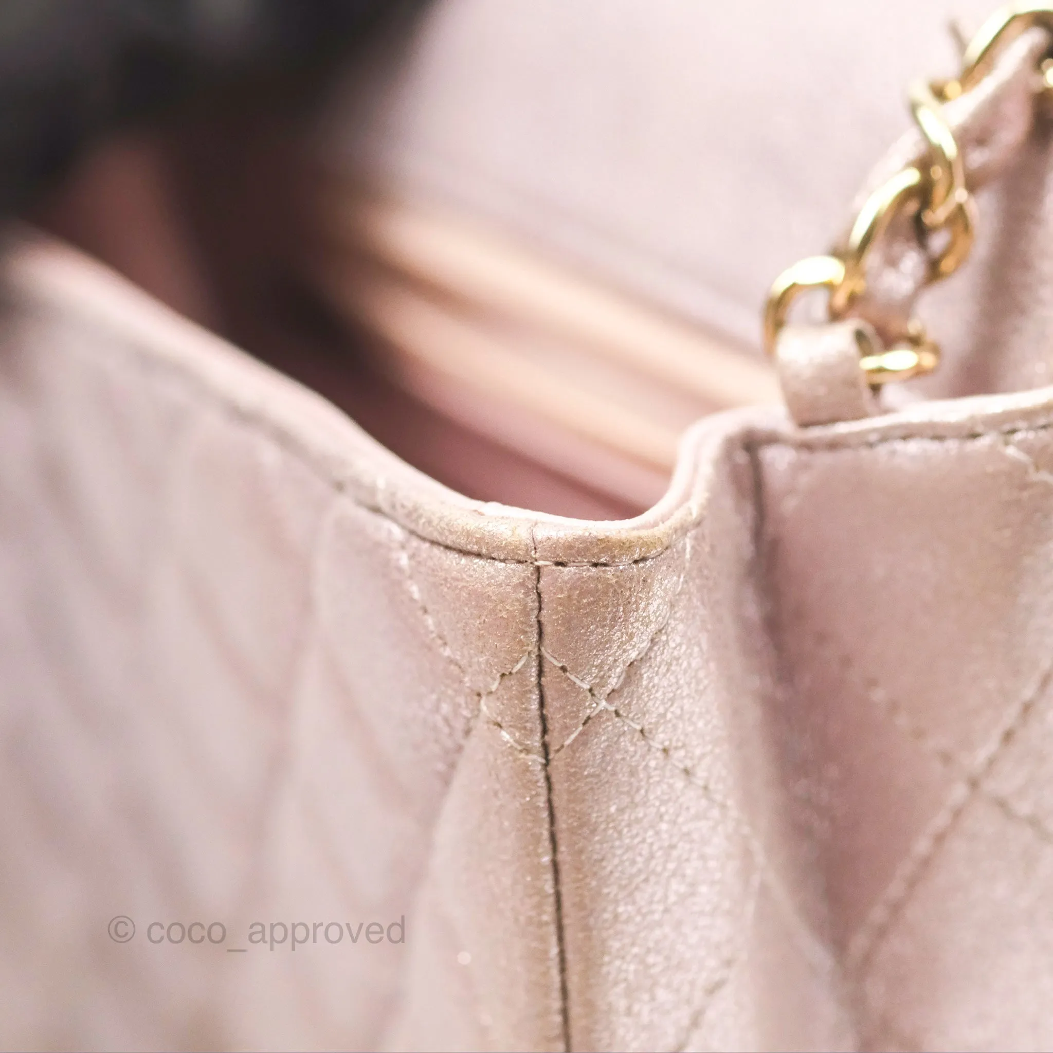 Chanel Mini Square Metallic Rose Gold Goatskin Gold Hardware 14B