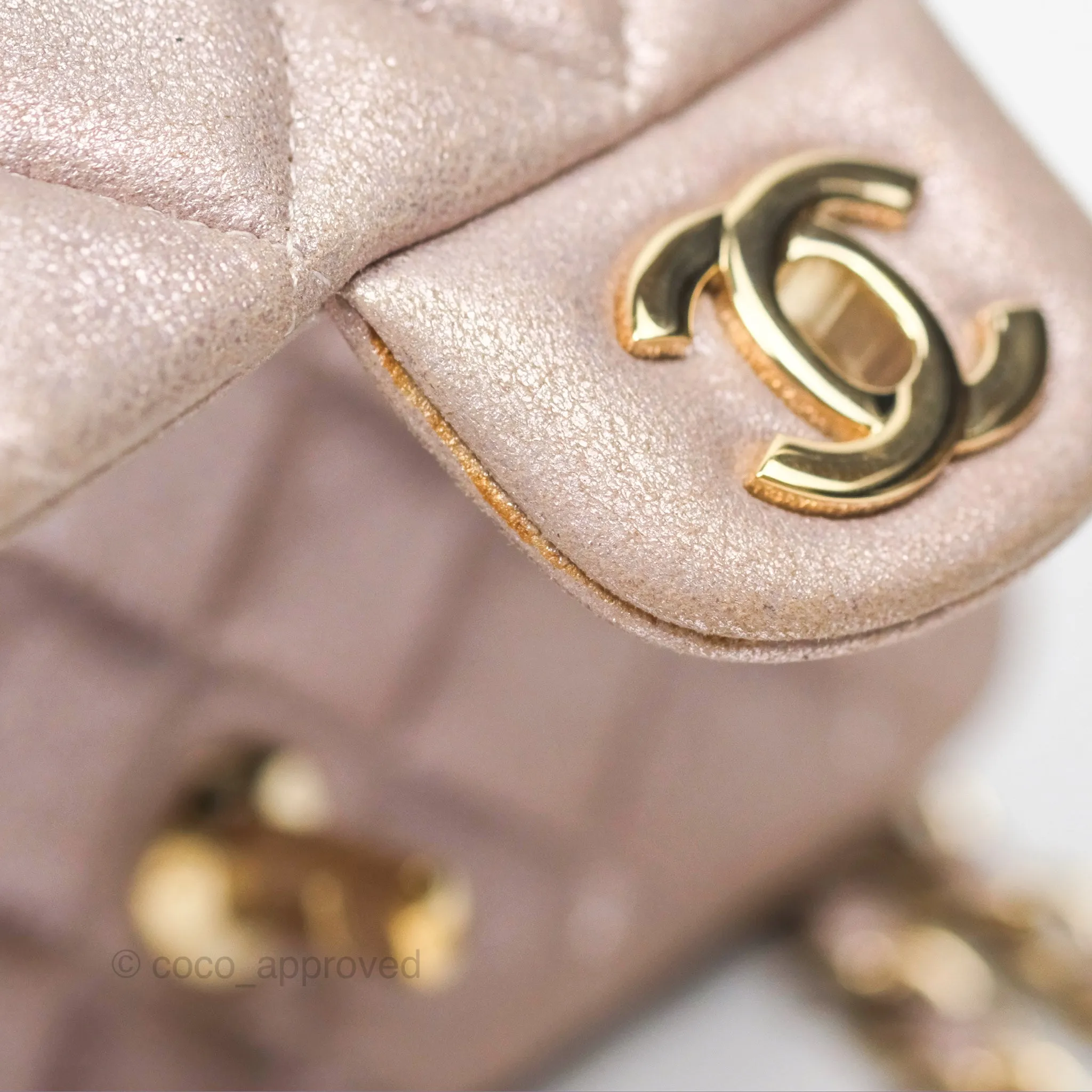 Chanel Mini Square Metallic Rose Gold Goatskin Gold Hardware 14B